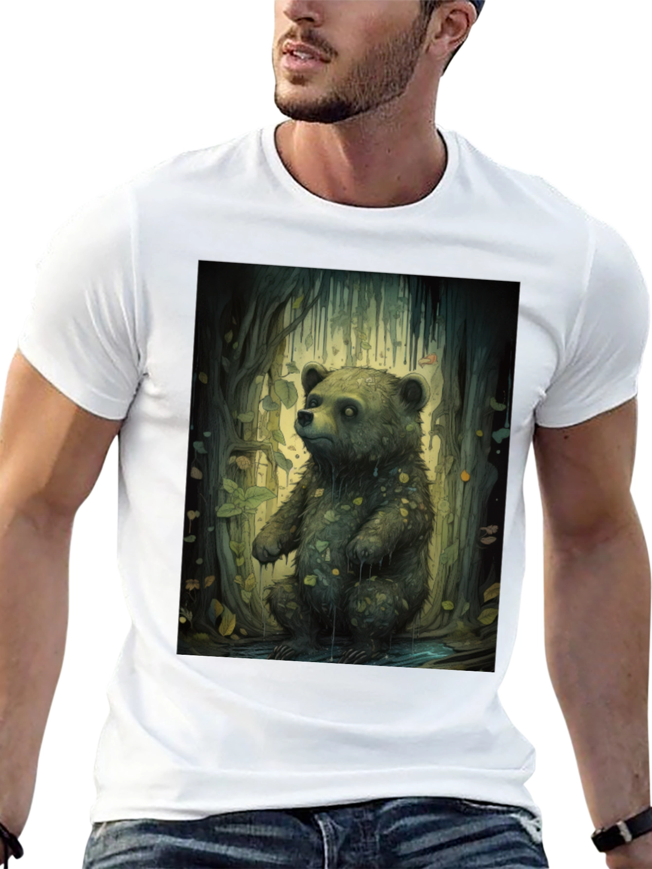 Black Bear Forest Graphic Tee - Nature Inspired Print view 13
