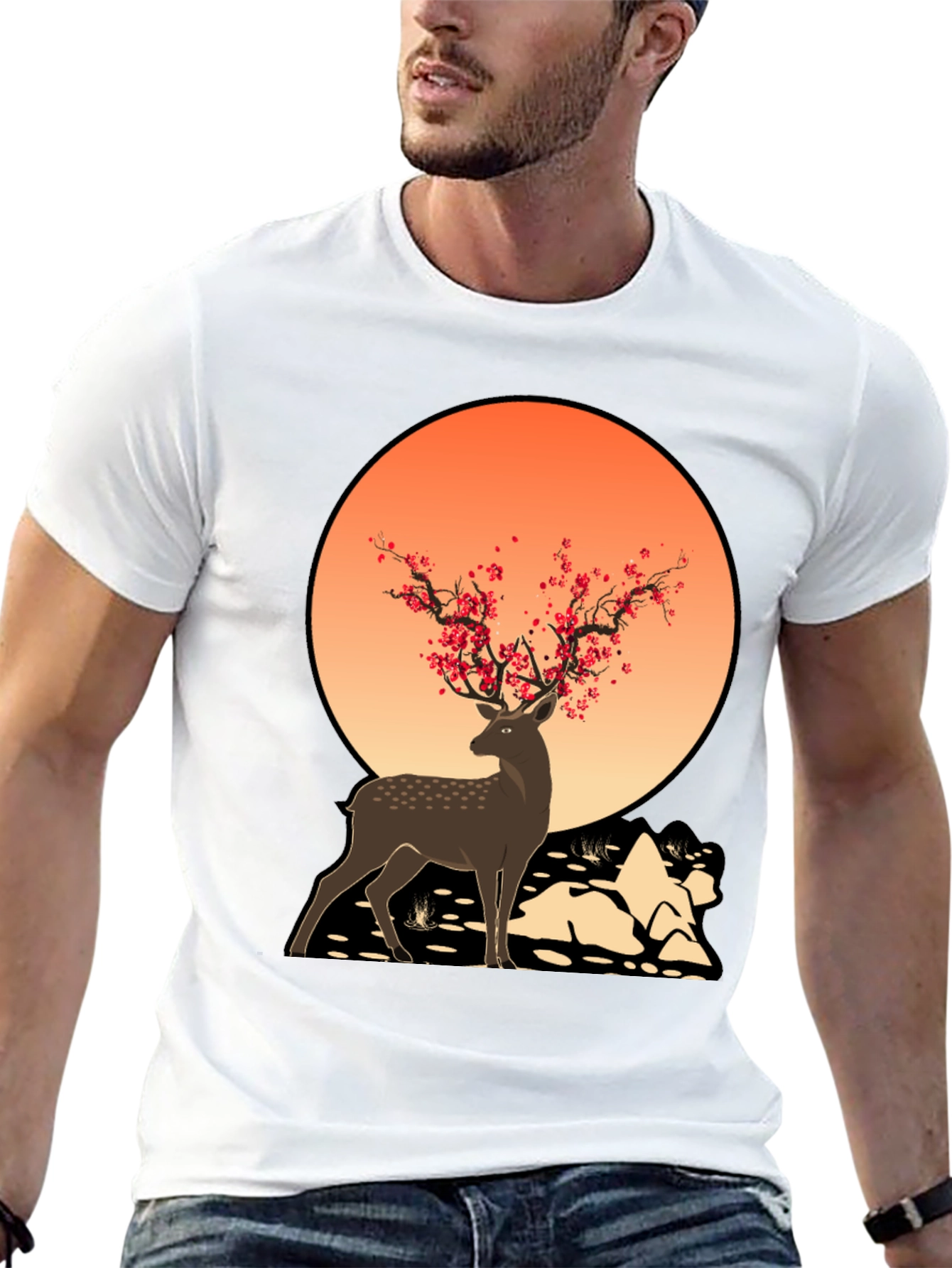 Black Deer and Blossom T-Shirt view 13