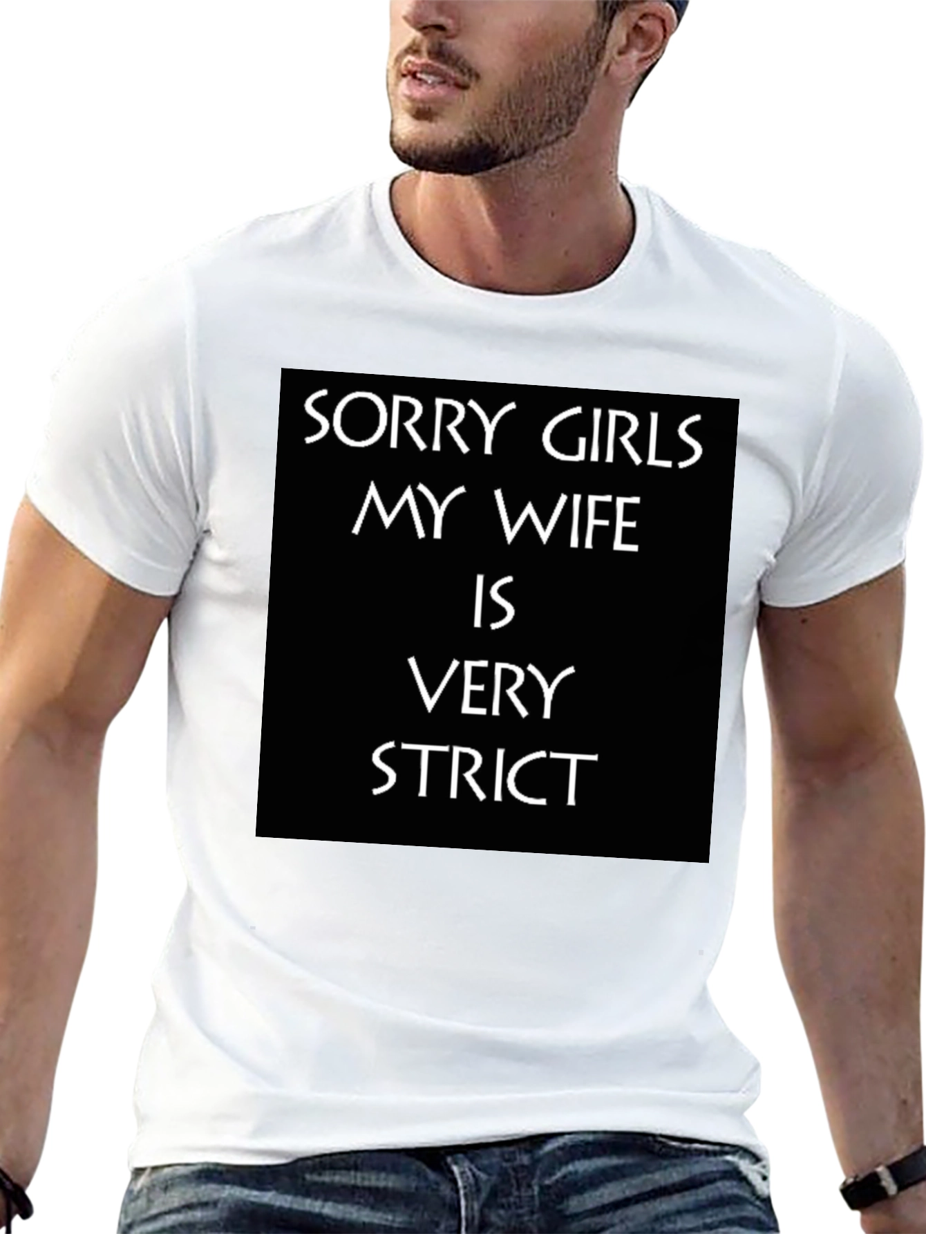 Black Humorous "Strict Wife" Graphic Tee view 13