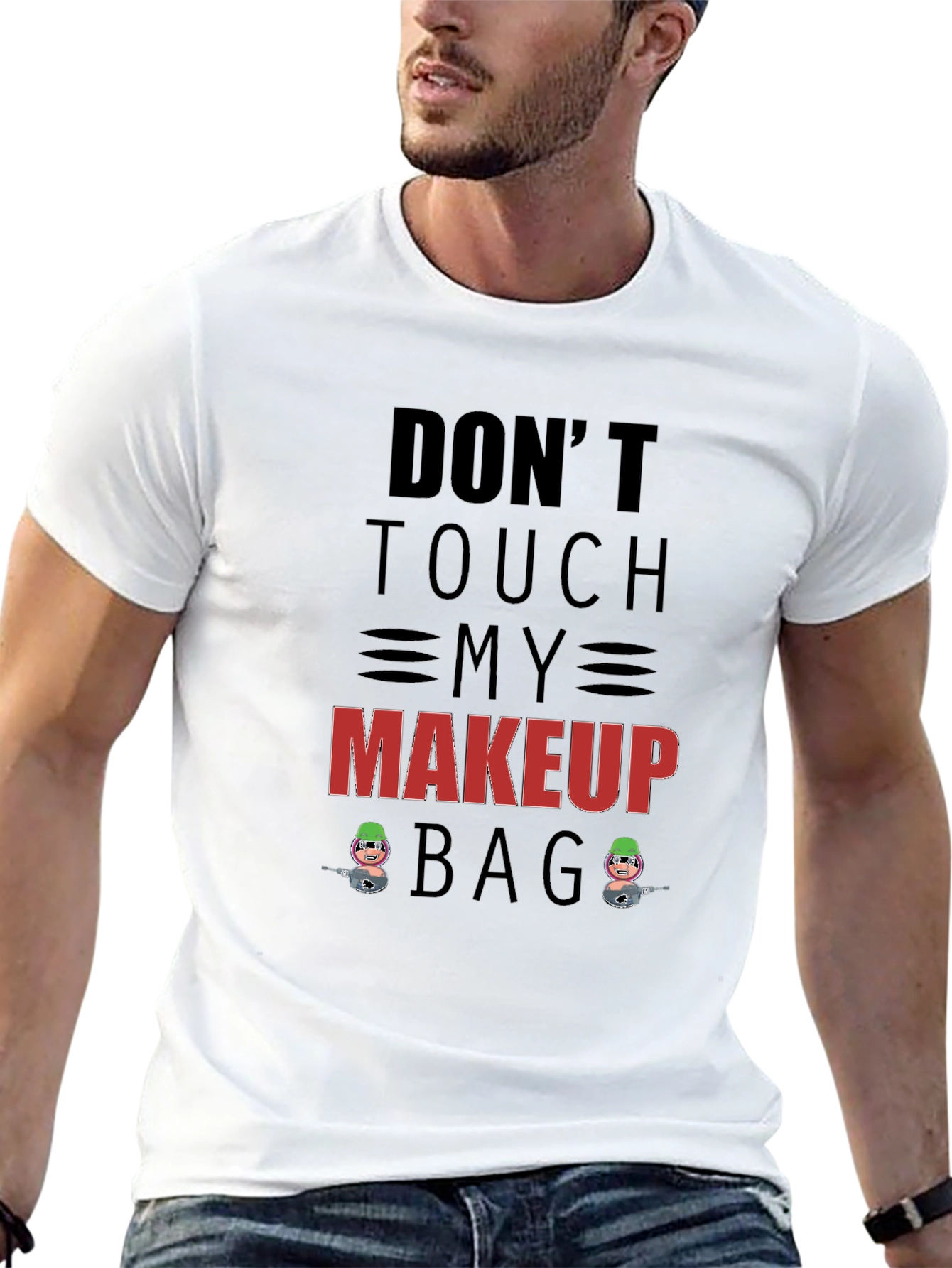 Black Don't Touch My Makeup Bag Graphic T-Shirt view 13