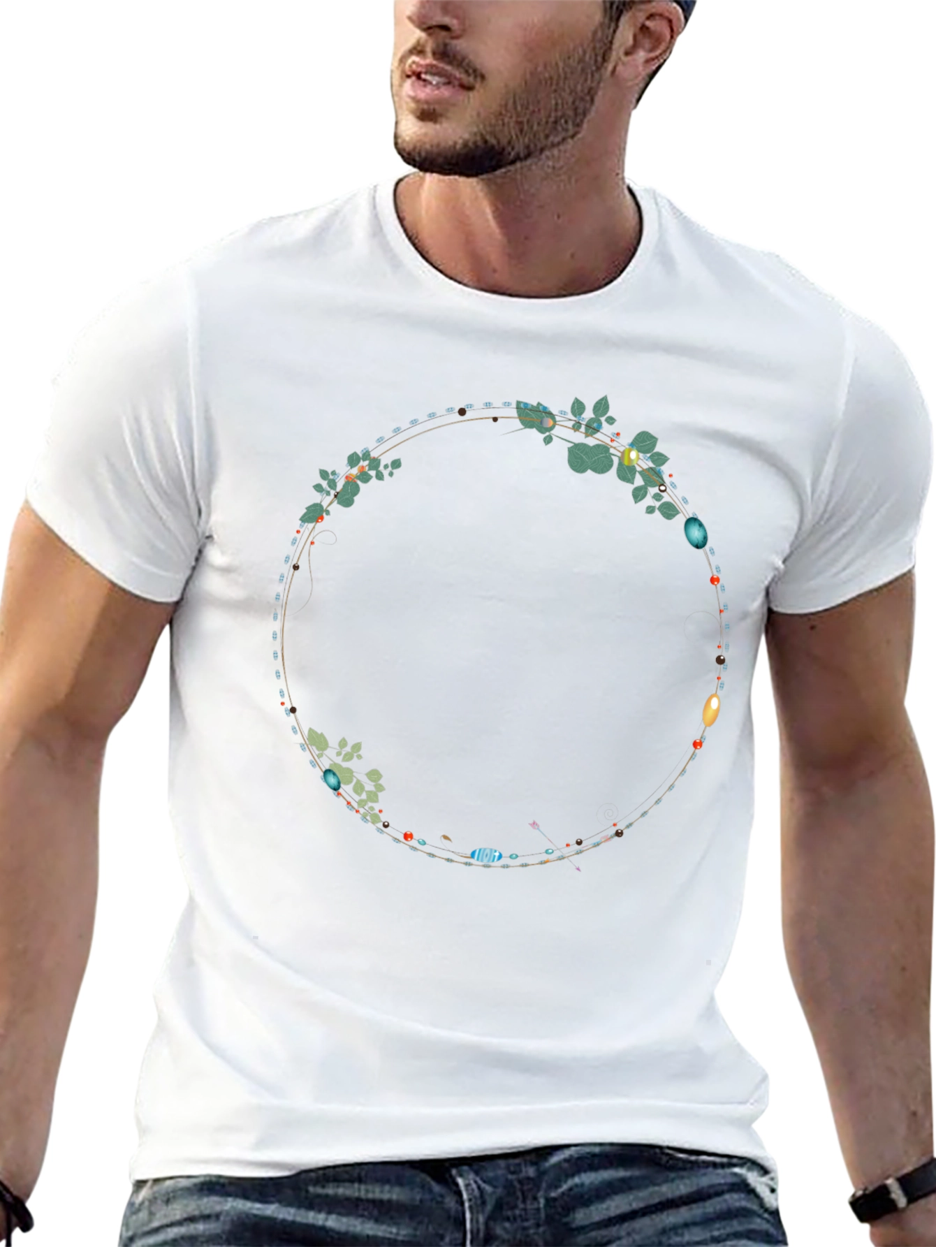 Black Floral Circle Graphic Tee - Stylish Casual Wear view 13