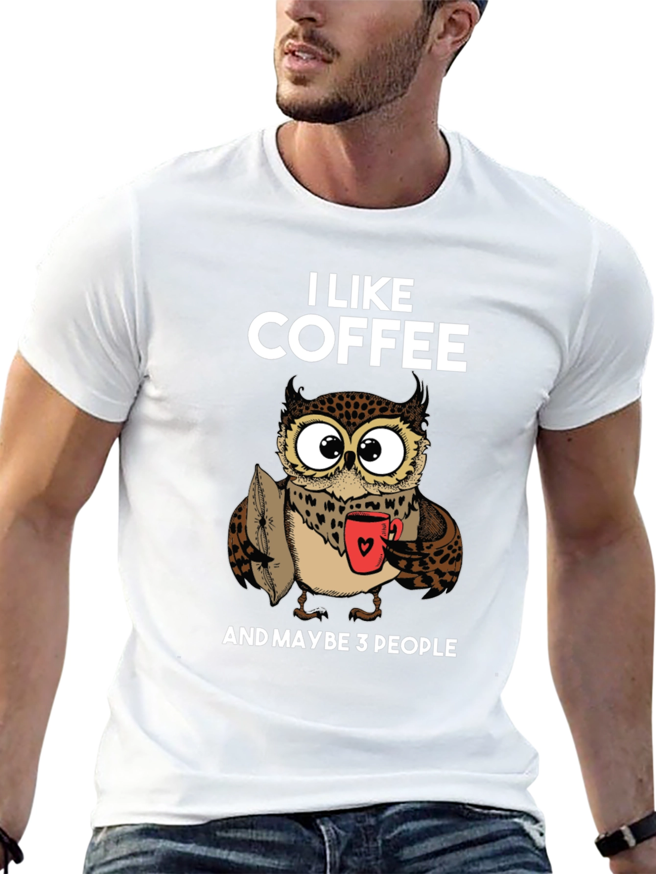 Black Funny Owl Coffee Lover T-Shirt - I Like Coffee view 13