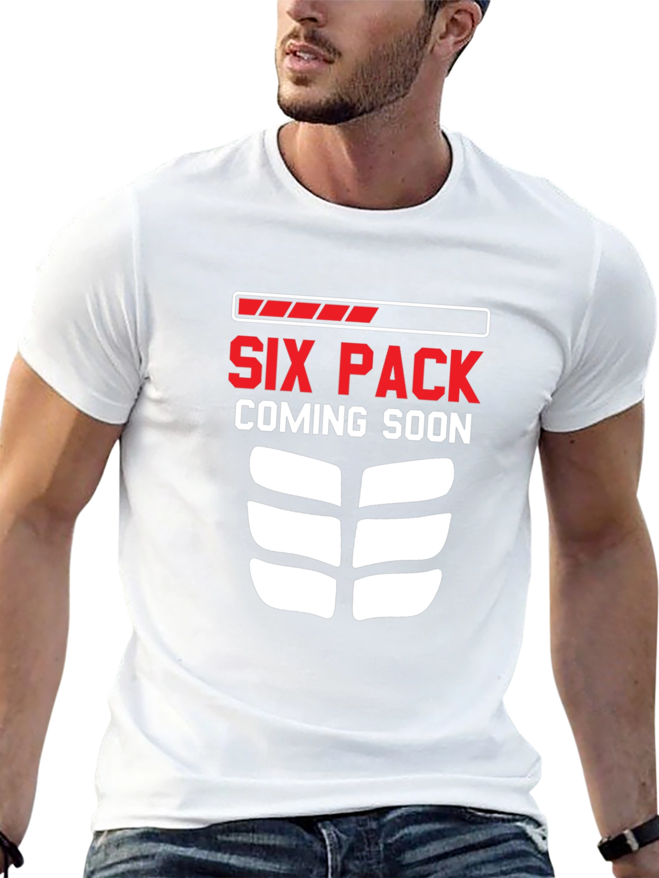 Black Six Pack Coming Soon Funny Workout T-Shirt view 13