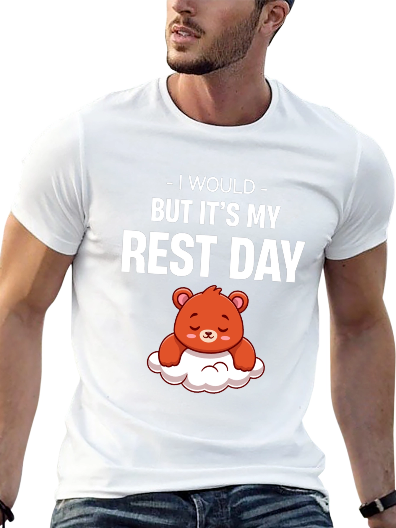 Black Rest Day T-Shirt - Cute Bear Graphic view 13