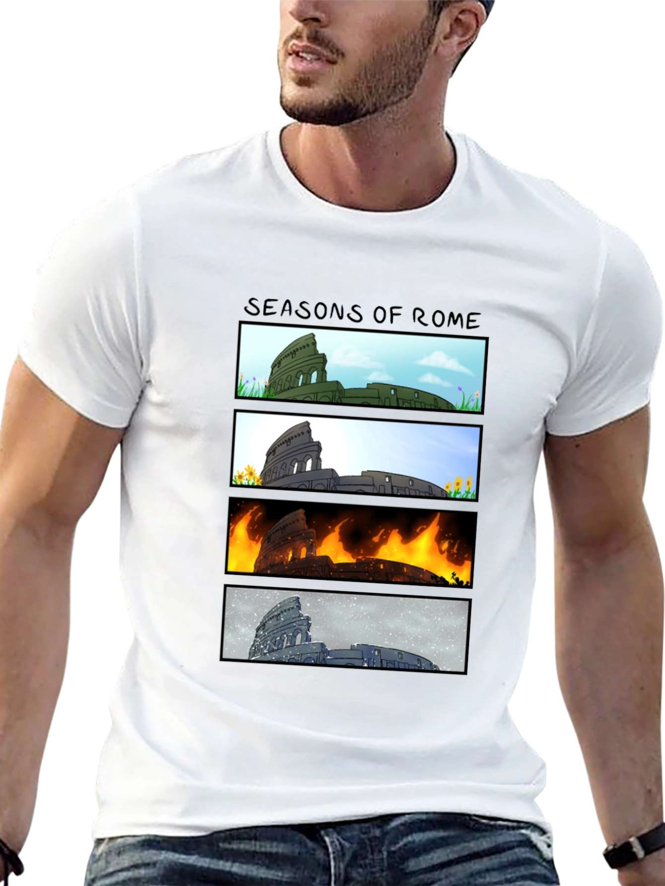 Black Seasons of Rome Graphic T-Shirt view 13