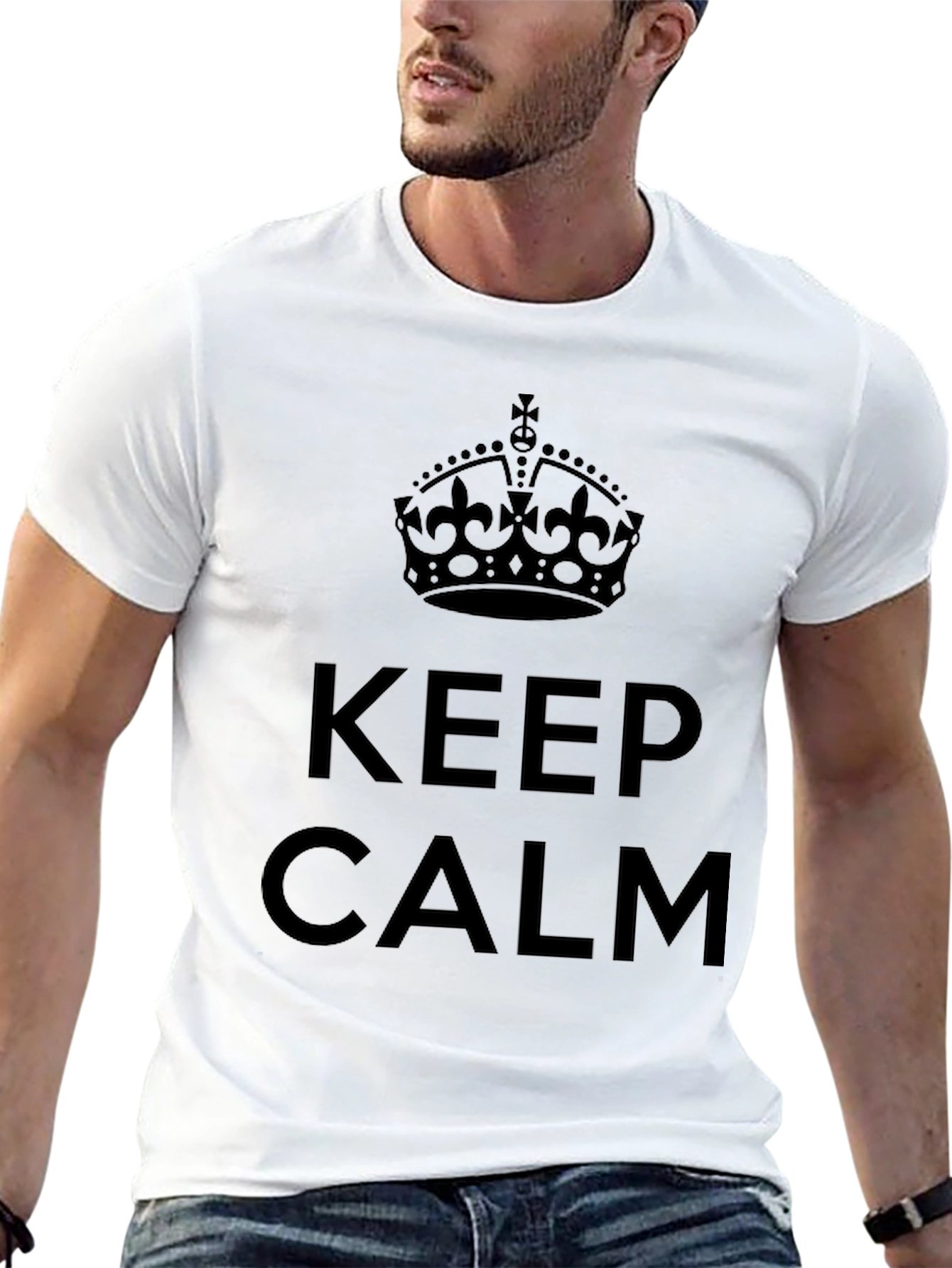 Black Keep Calm Black Graphic T-Shirt view 13