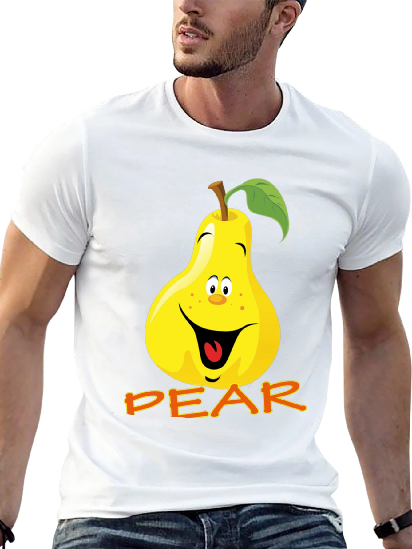 Black Funny Pear Cartoon T-Shirt view 13