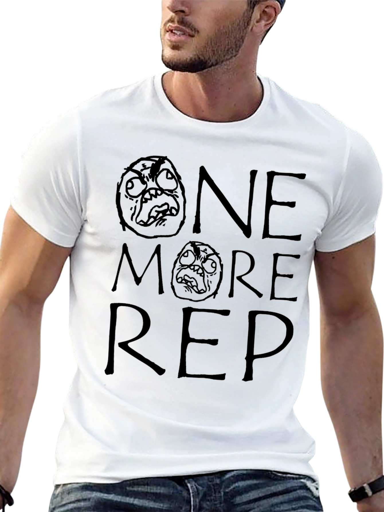Black One More Rep Black T-Shirt Workout Gym Motivation view 13