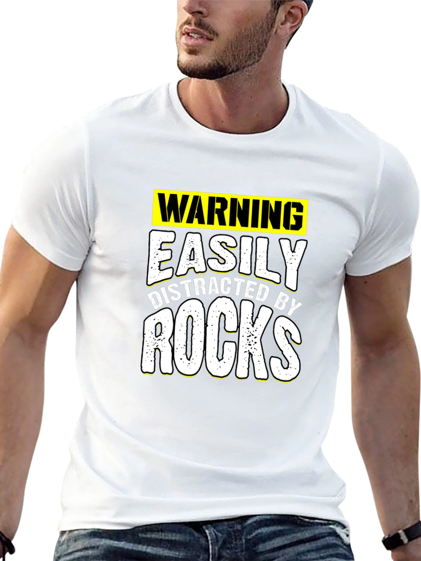 Black Easily Distracted By Rocks T-Shirt view 13