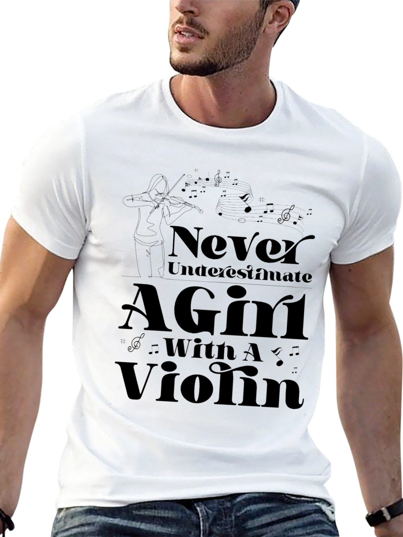 Black Never Underestimate A Girl With A Violin T-Shirt view 13