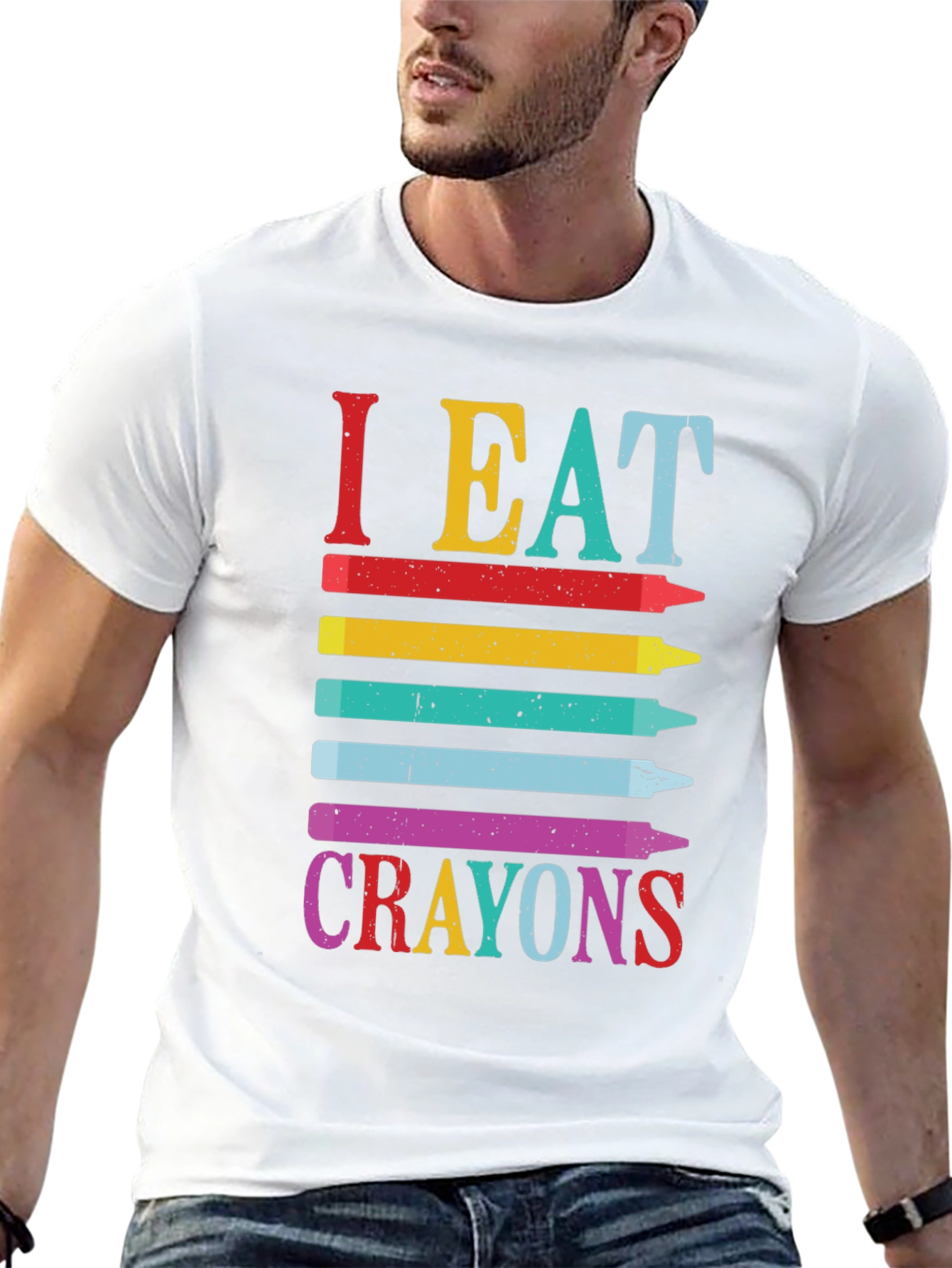 Black I Eat Crayons Graphic Tee - Funny Adult Humor Shirt view 13