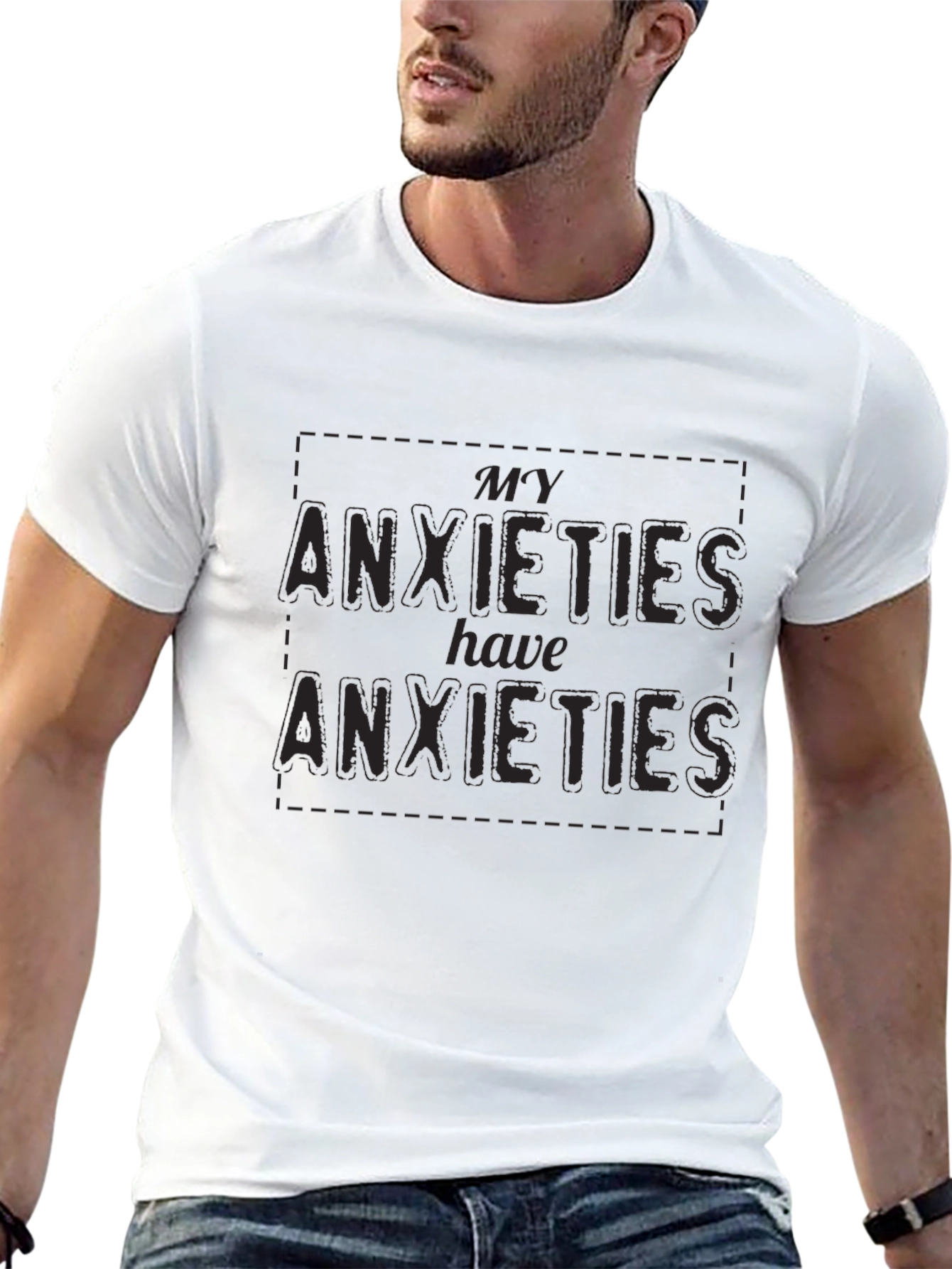 Black Anxiety Humor Graphic Tee - Black view 13