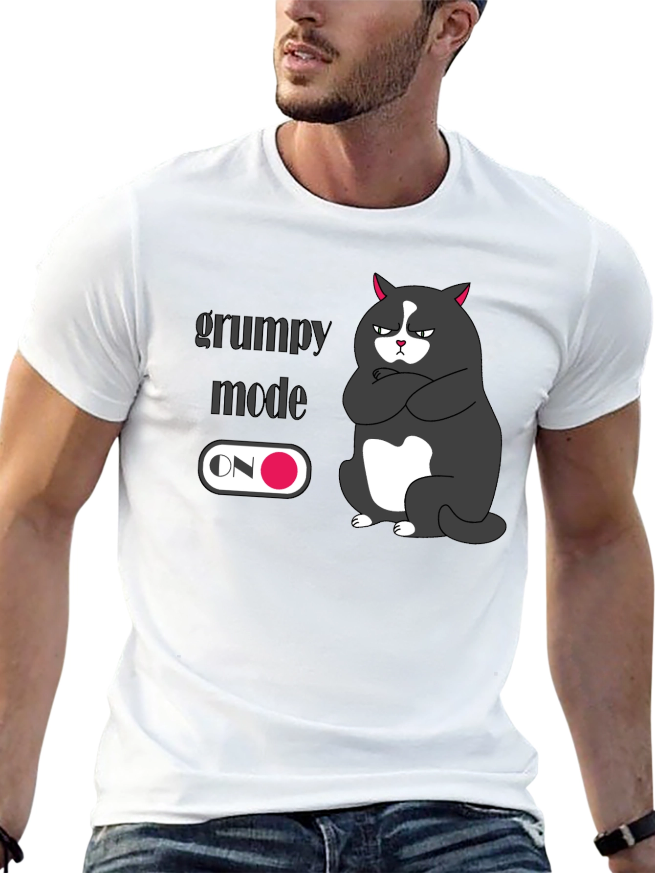 Black Grumpy Mode On Black T-Shirt - Express Your Mood! view 13