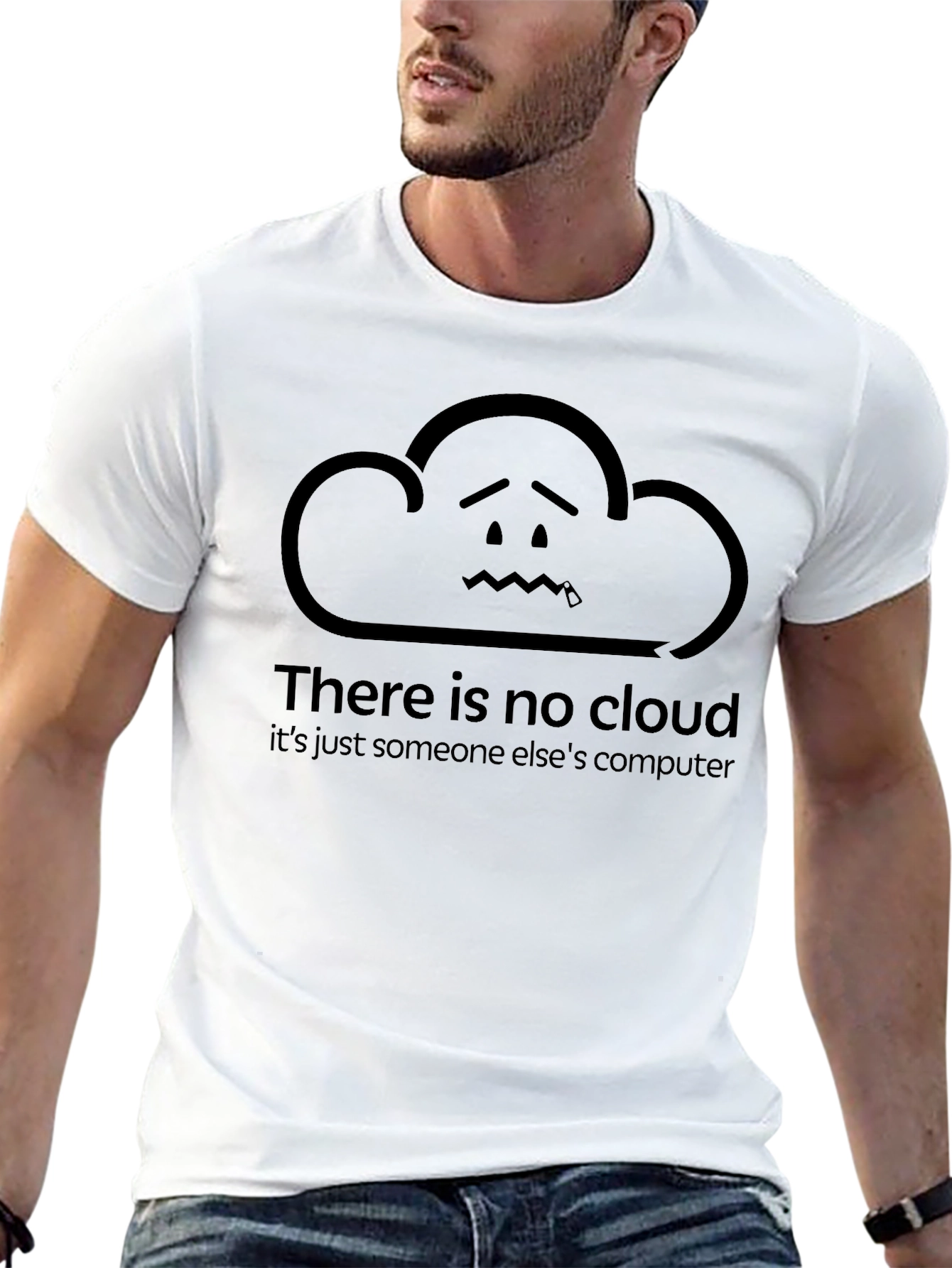 Black Funny Cloud T-Shirt - There Is No Cloud view 13