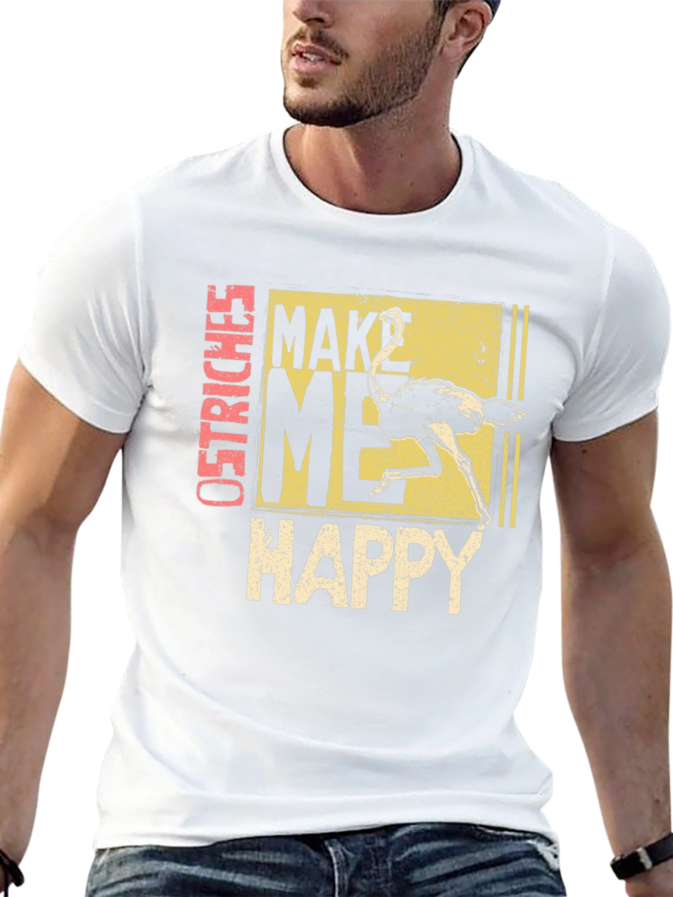 Black Ostrich Make Me Happy Graphic T-Shirt - Black view 13