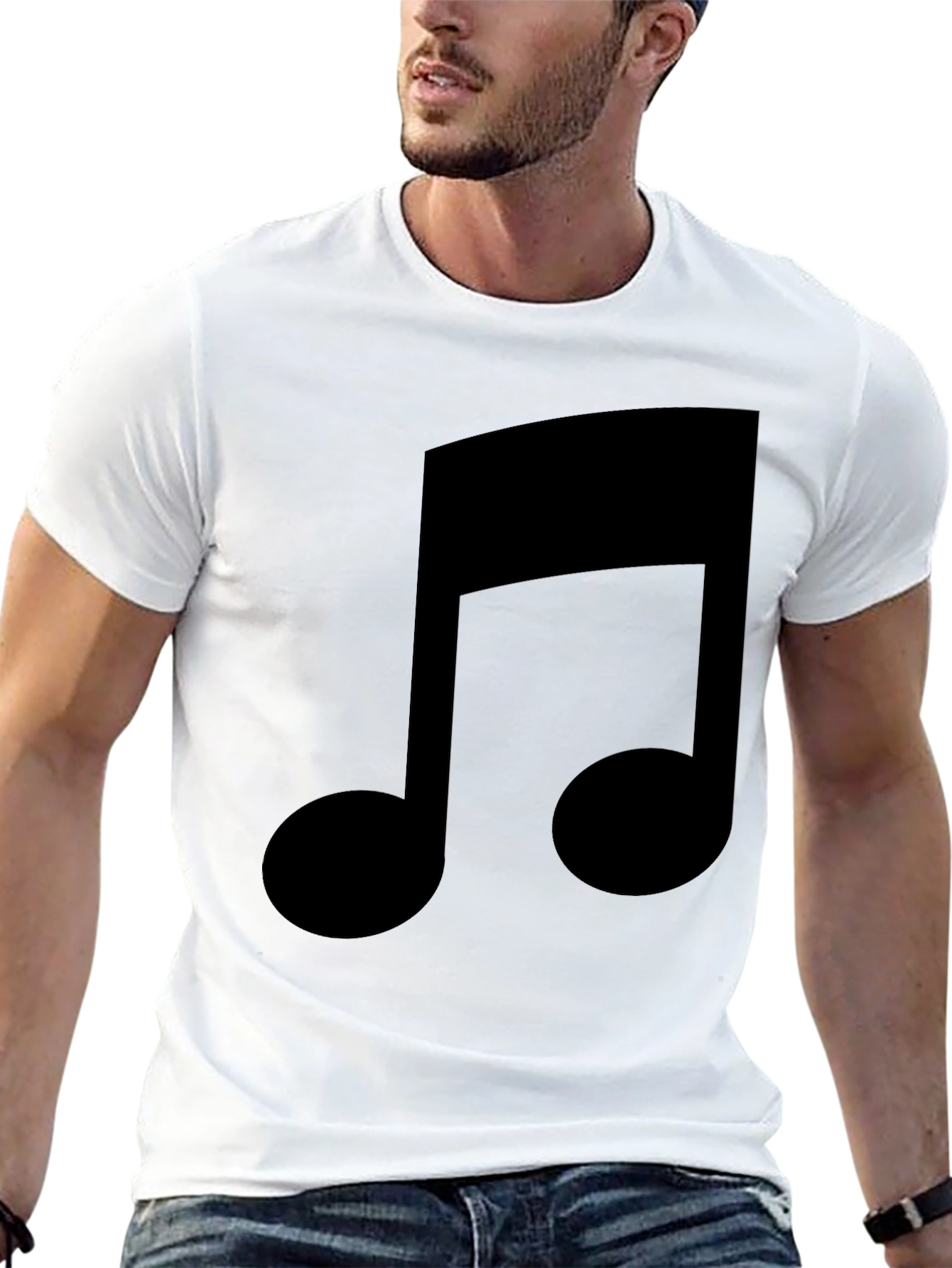Black Music Note Graphic Tee - Stylish Black T-Shirt view 13