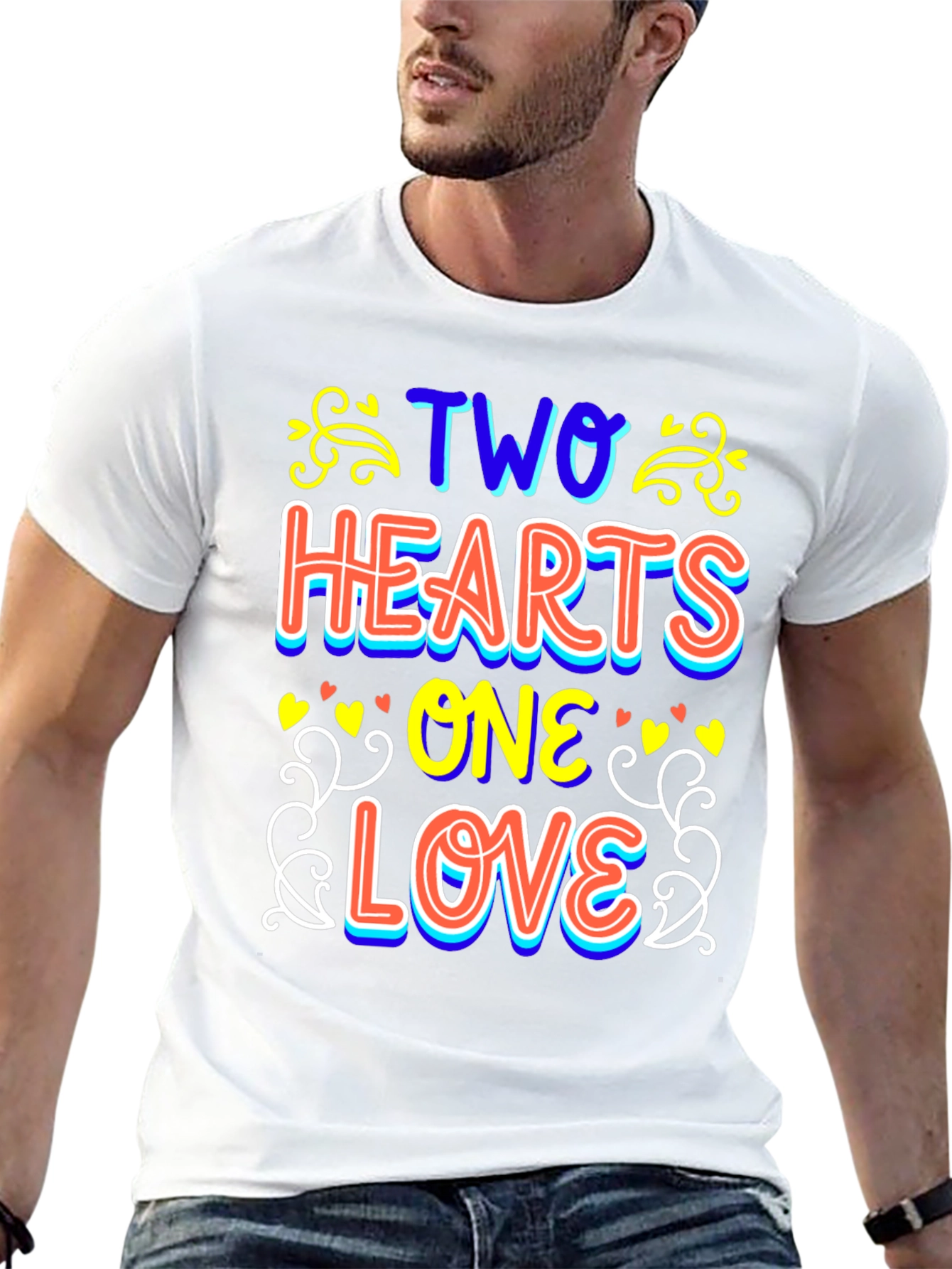 Black Two Hearts One Love Black T-Shirt view 13
