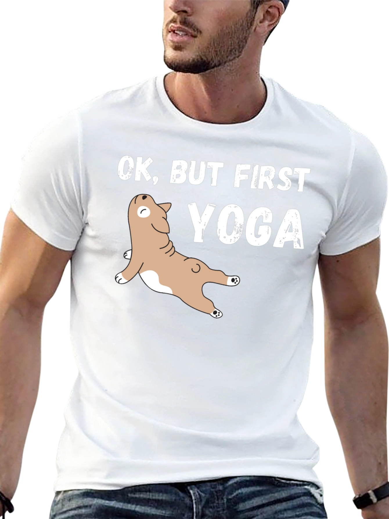 Black Yoga Dog Graphic Tee - Funny Workout Shirt view 13