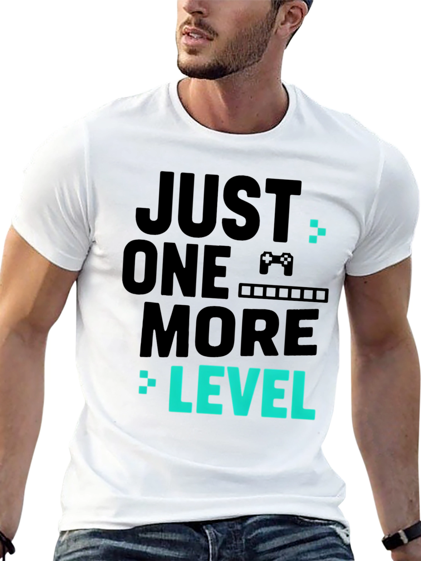 Black Just One More Level Black Gaming T-Shirt view 13