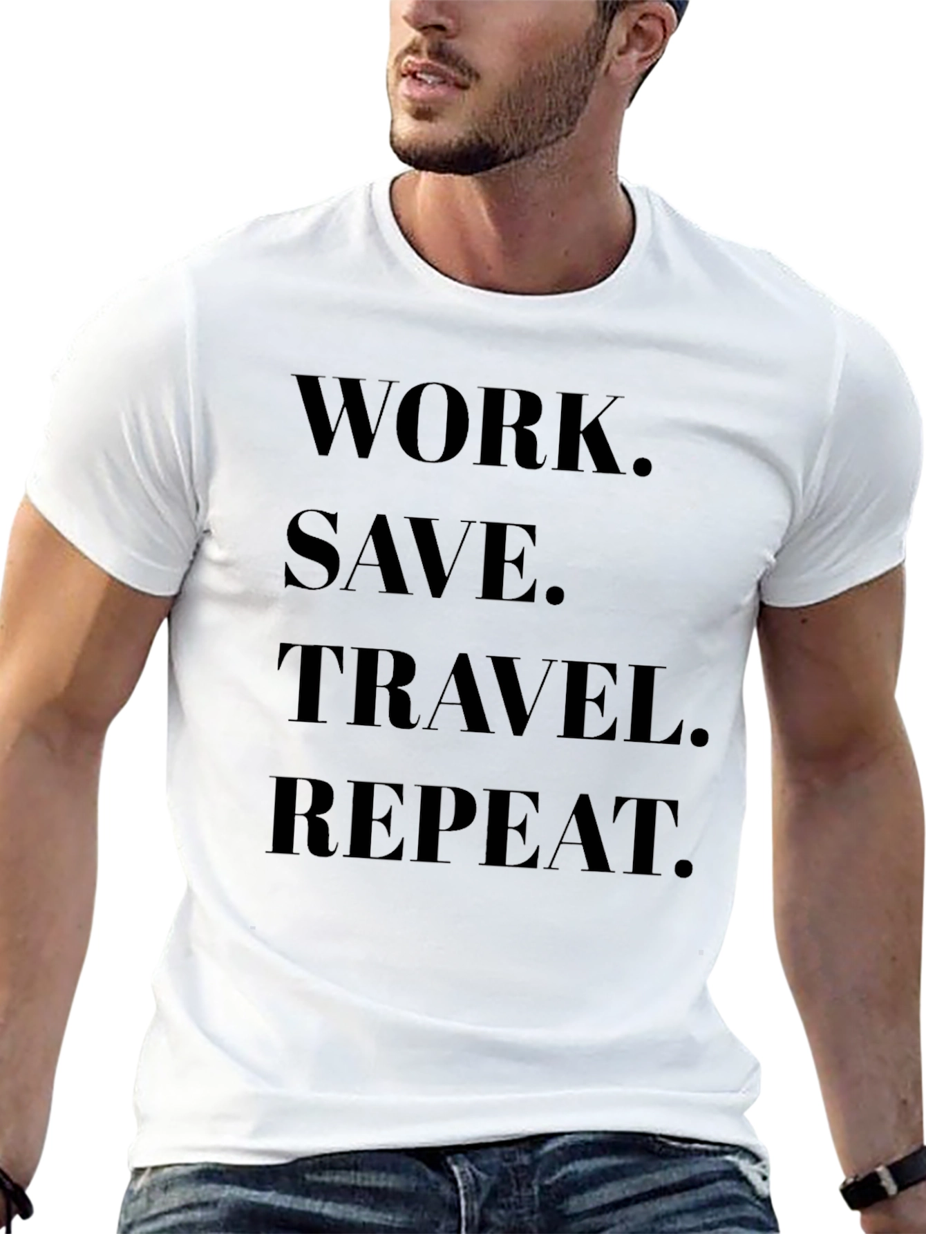 Black Work Save Travel Repeat Black Graphic Tee view 13