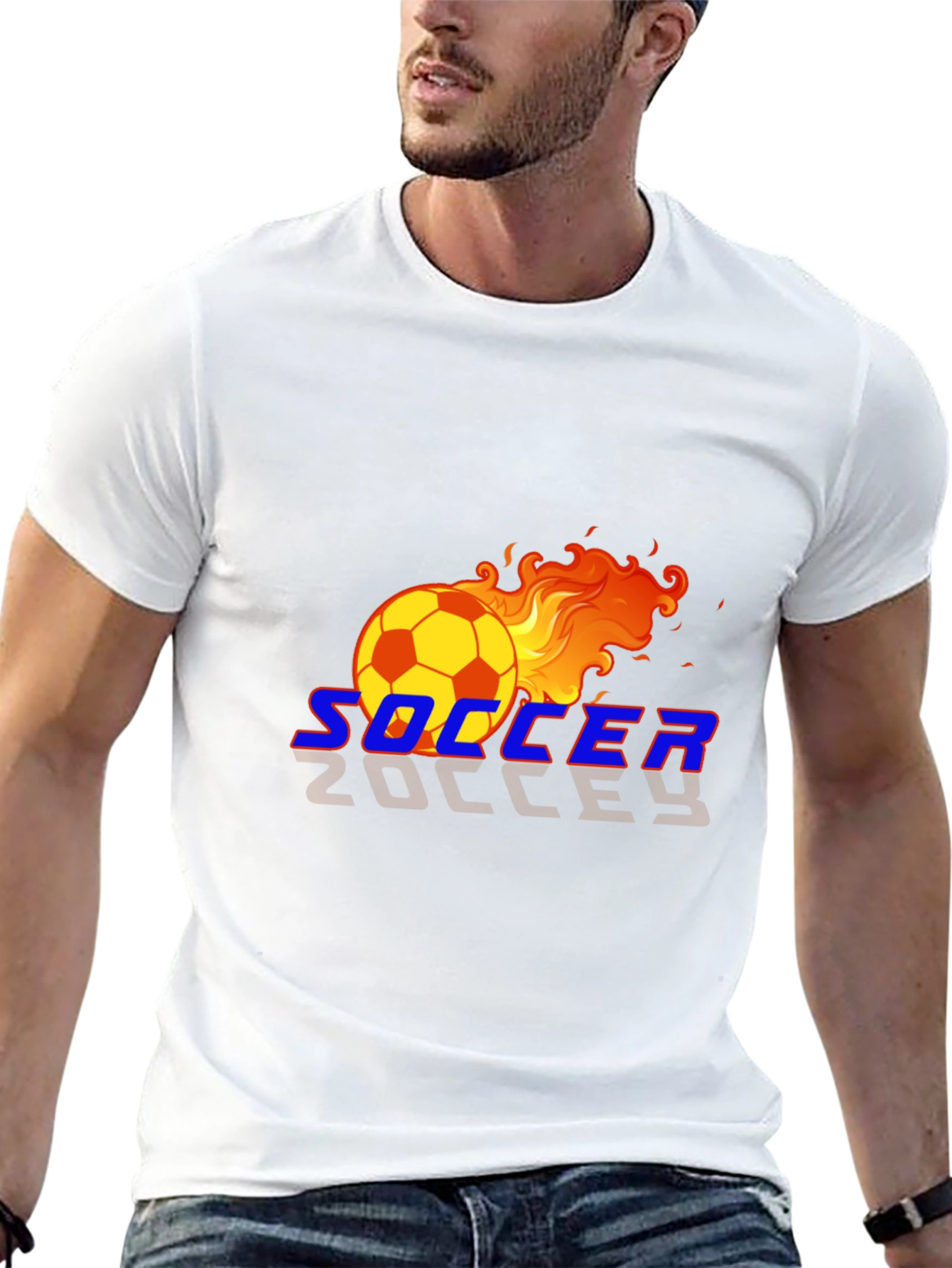 Black Flaming Soccer Ball Graphic T-Shirt view 13