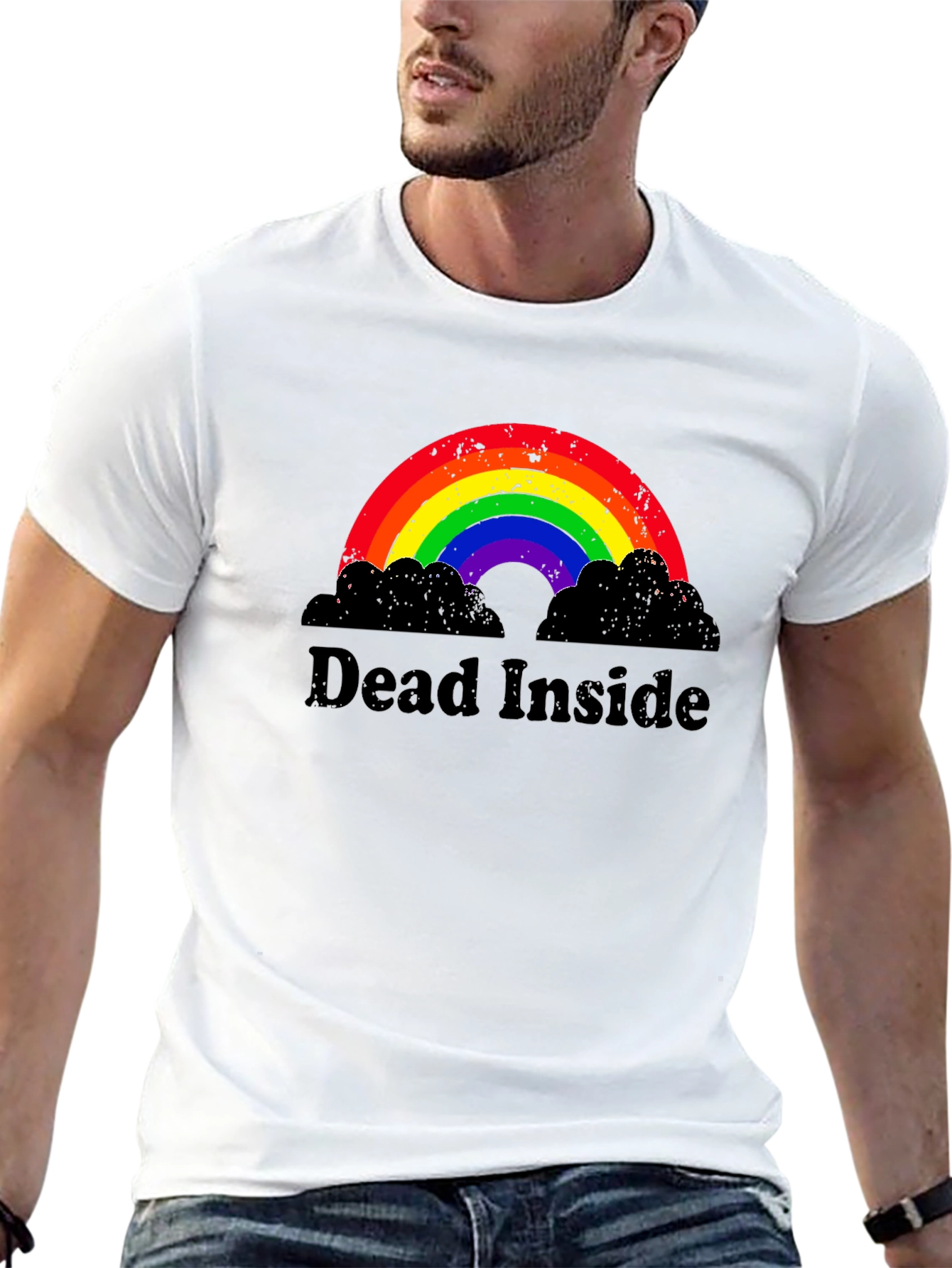Black Dead Inside Rainbow Graphic Tee - Unisex view 13