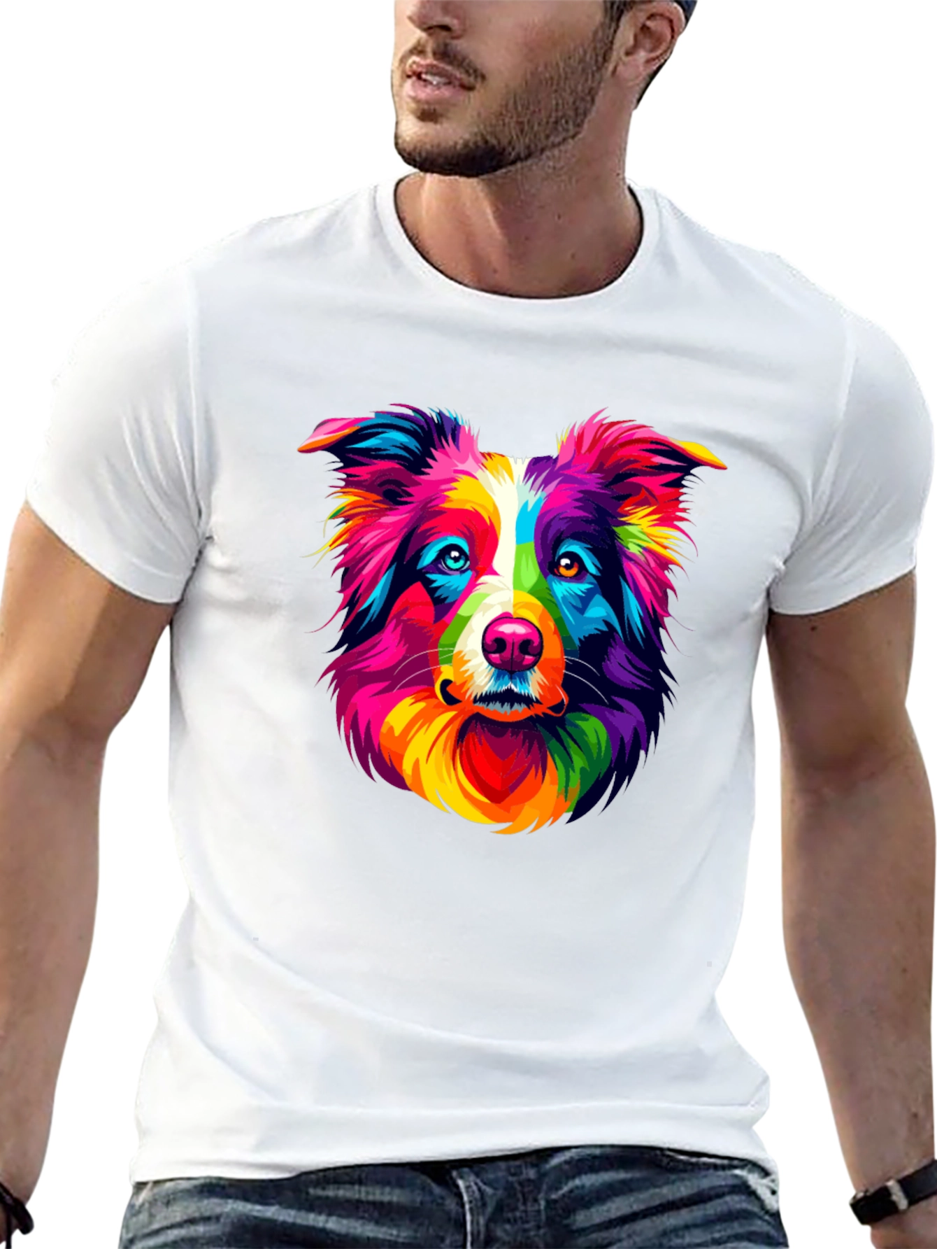 Black Colorful Dog Graphic Tee - Bold Pet Lover T-Shirt view 13