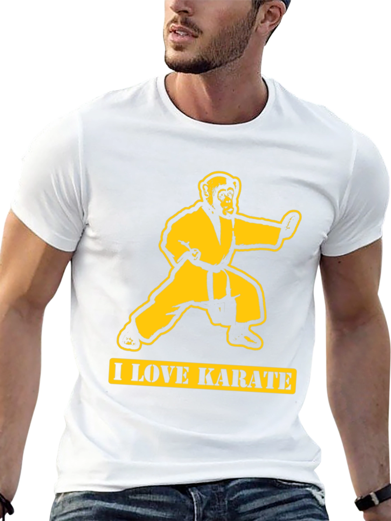 Black Karate Monkey T-Shirt - Black Cotton Tee view 13