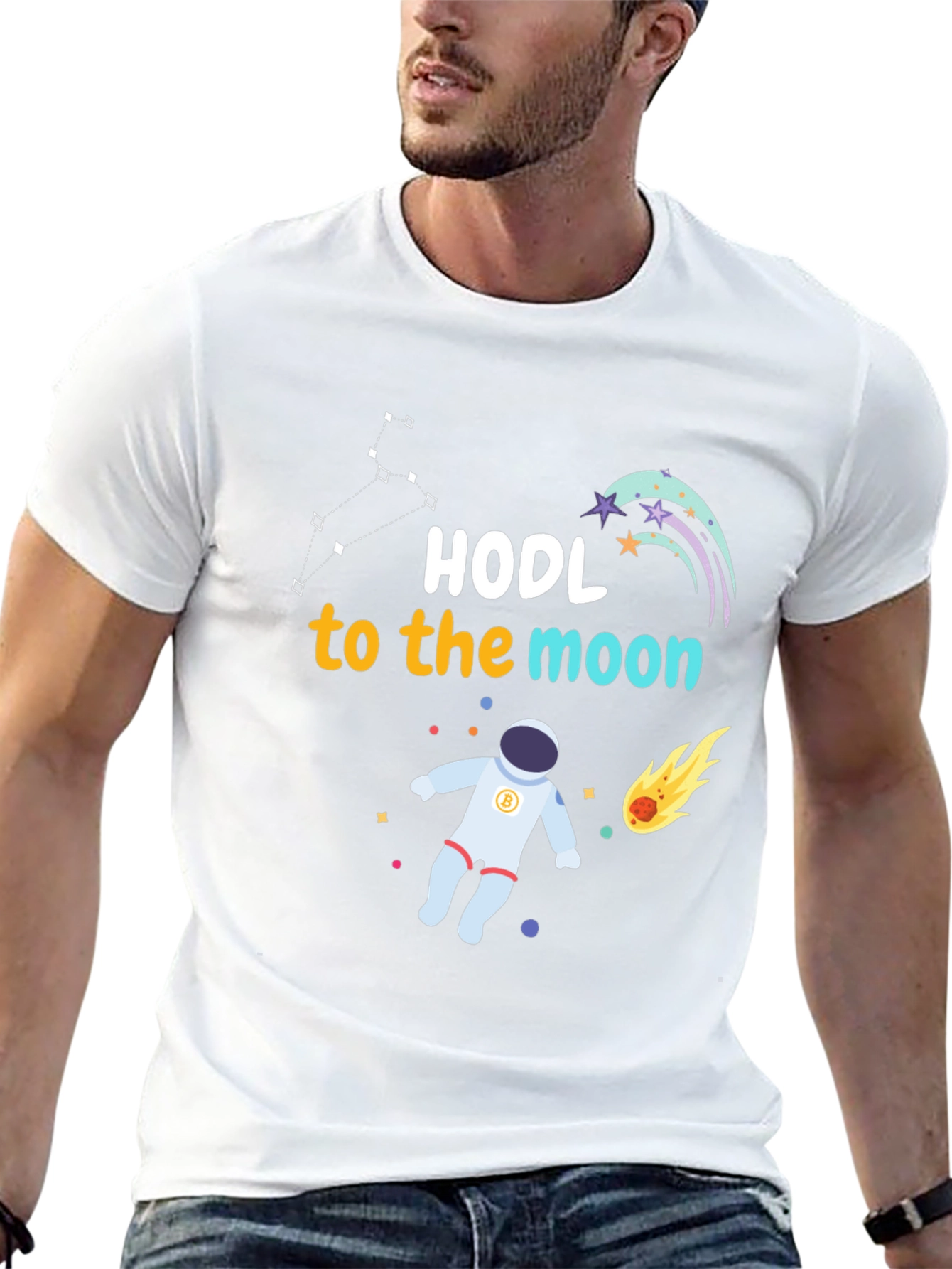 Black HODL to the Moon Graphic Tee - Crypto Astronaut view 13