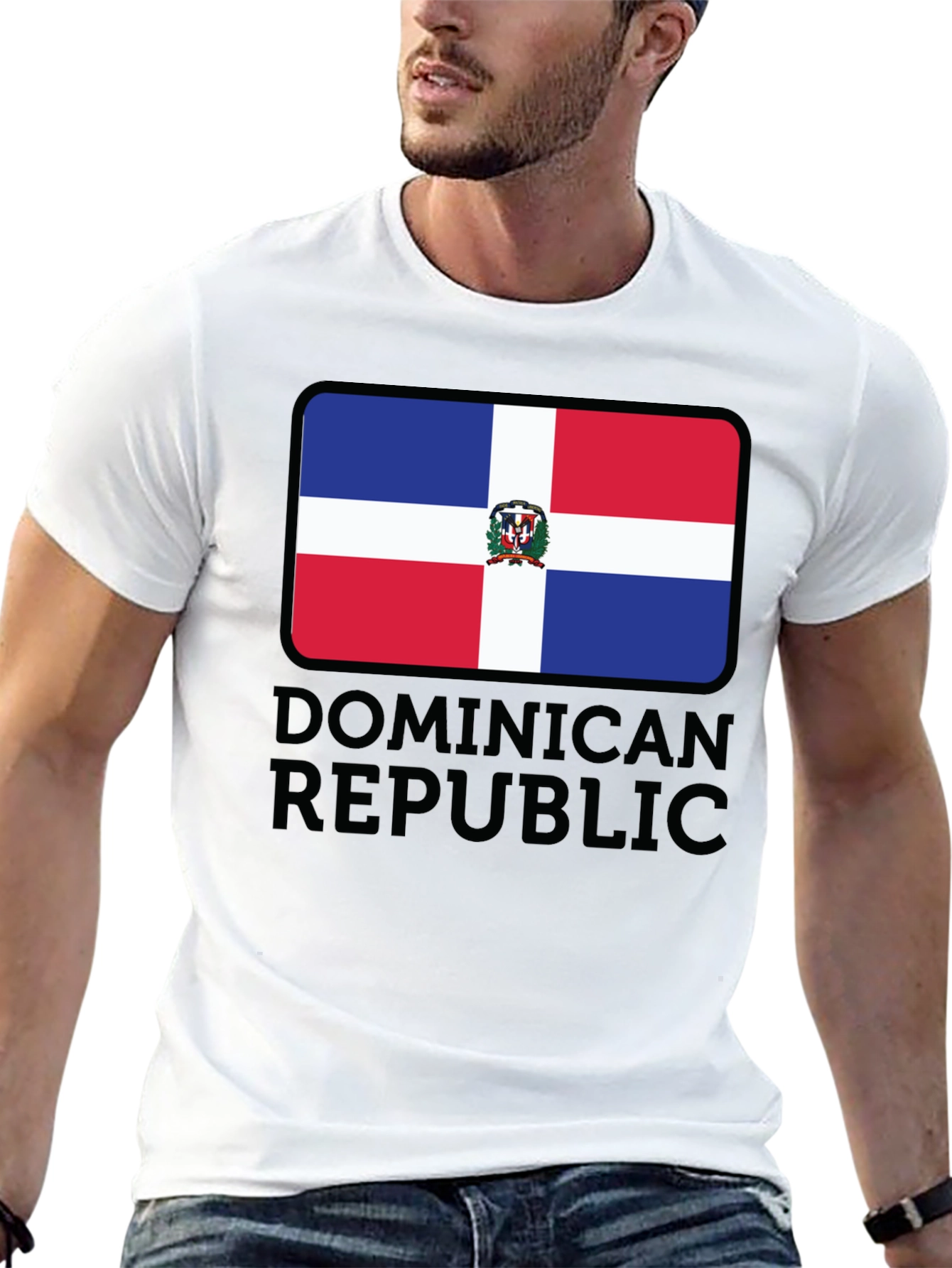 Black Dominican Republic Flag T-Shirt view 13