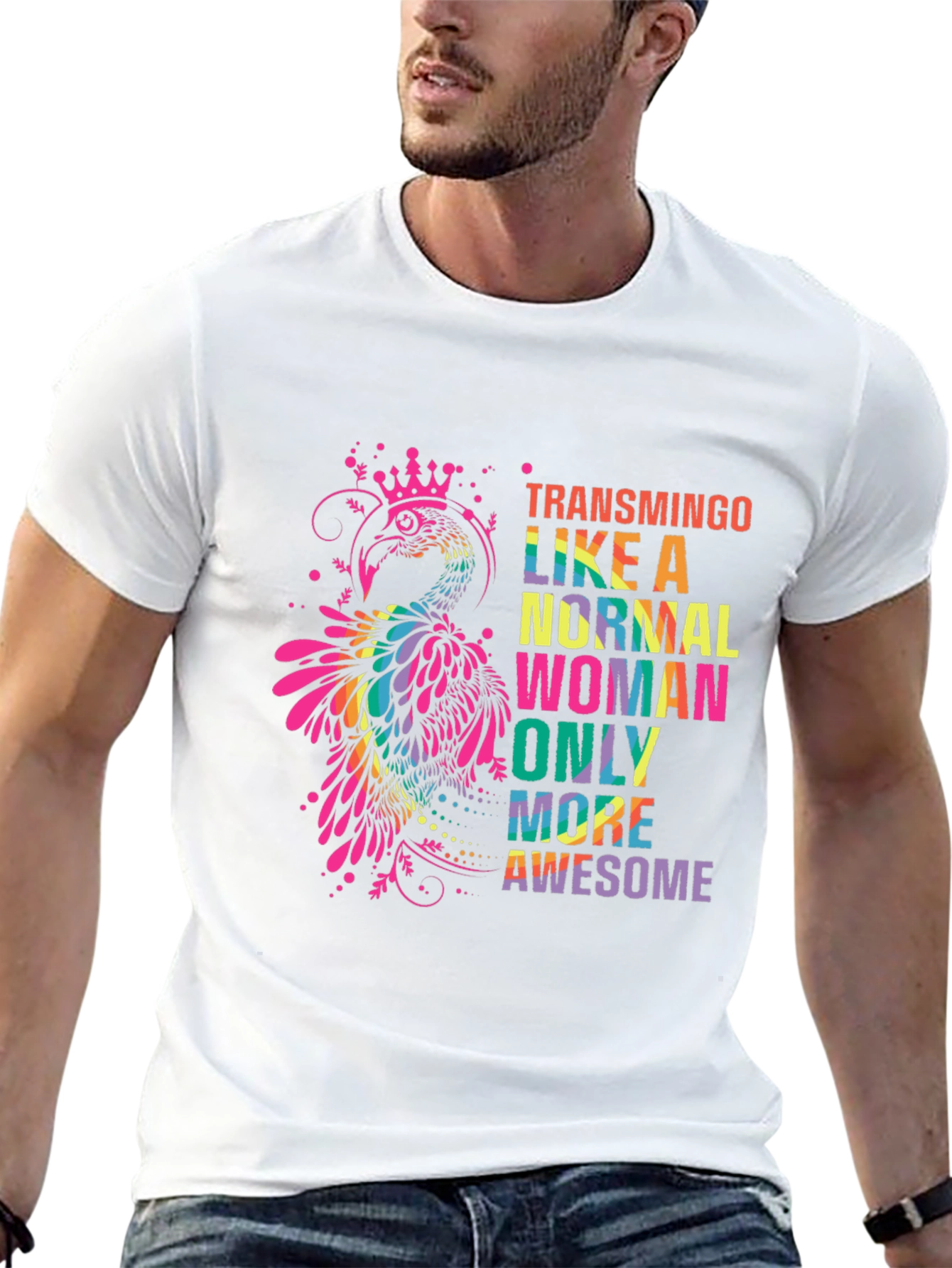 Black Transmingo Colorful Graphic T-Shirt view 13