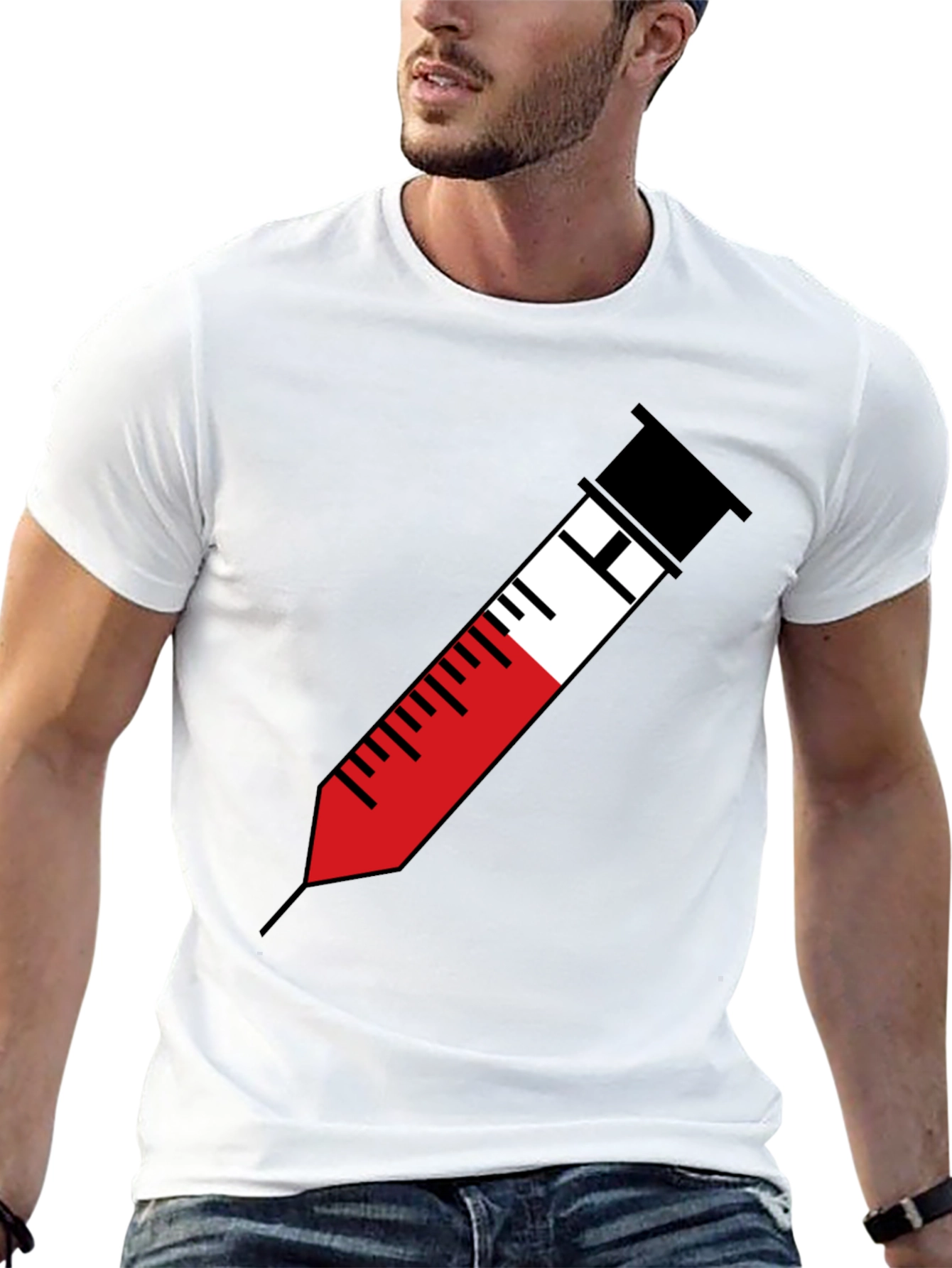 Black Syringe Graphic Tee - Bold Medical Humor T-Shirt view 13