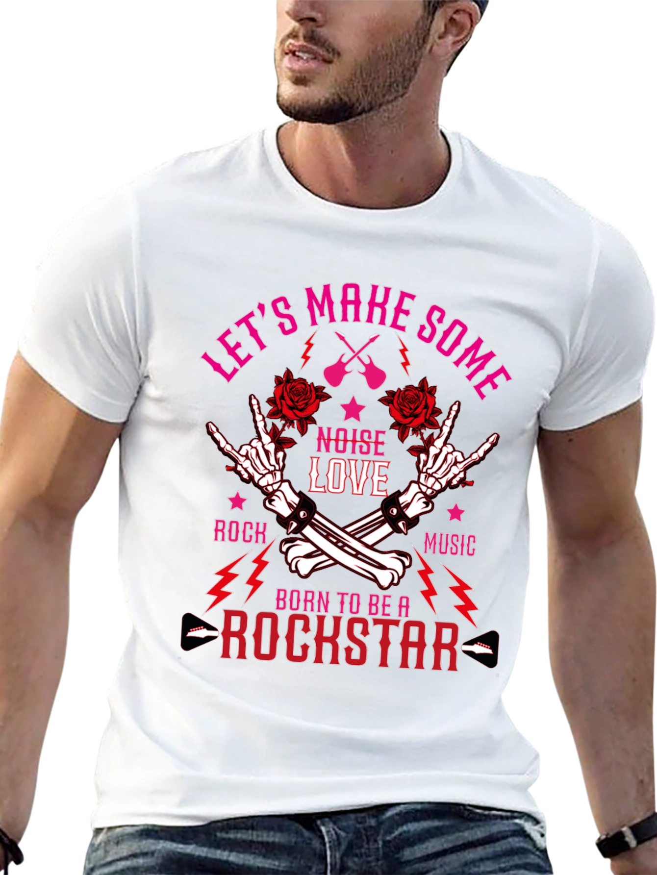 Black Born to be a Rockstar T-Shirt view 13