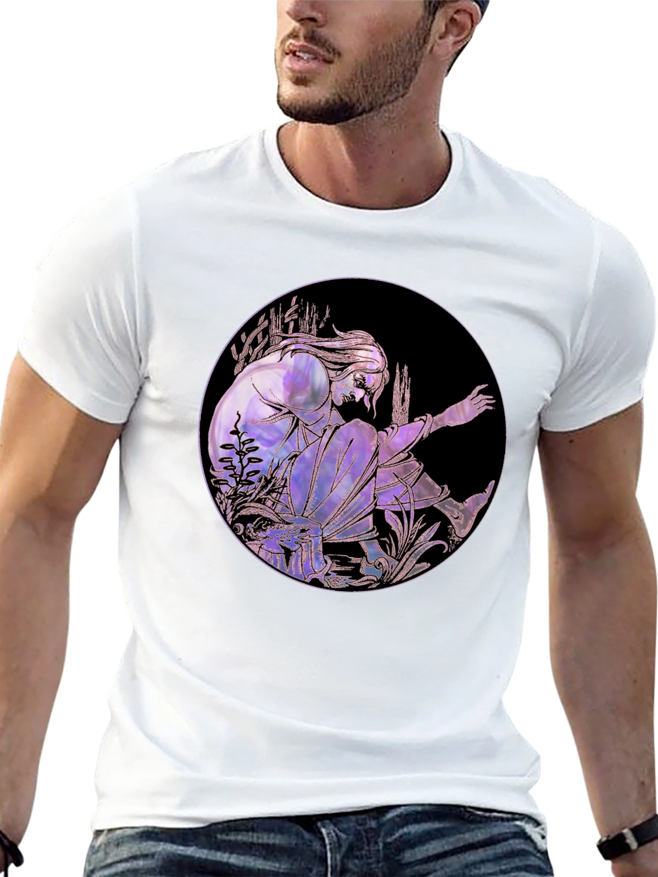 Black Artistic Graphic Tee - Stylish Black Cotton Blend view 13