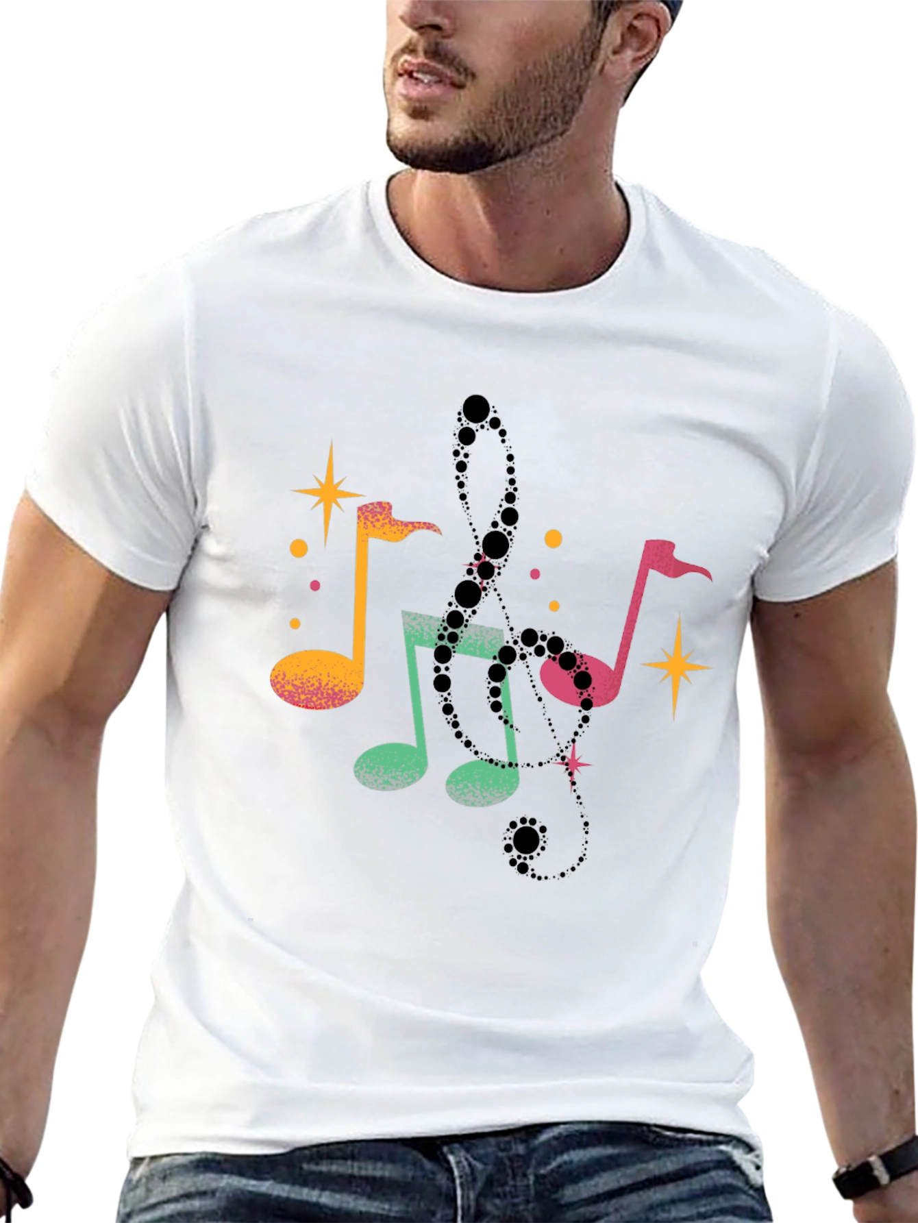 Black Musical Notes Black T-Shirt view 13
