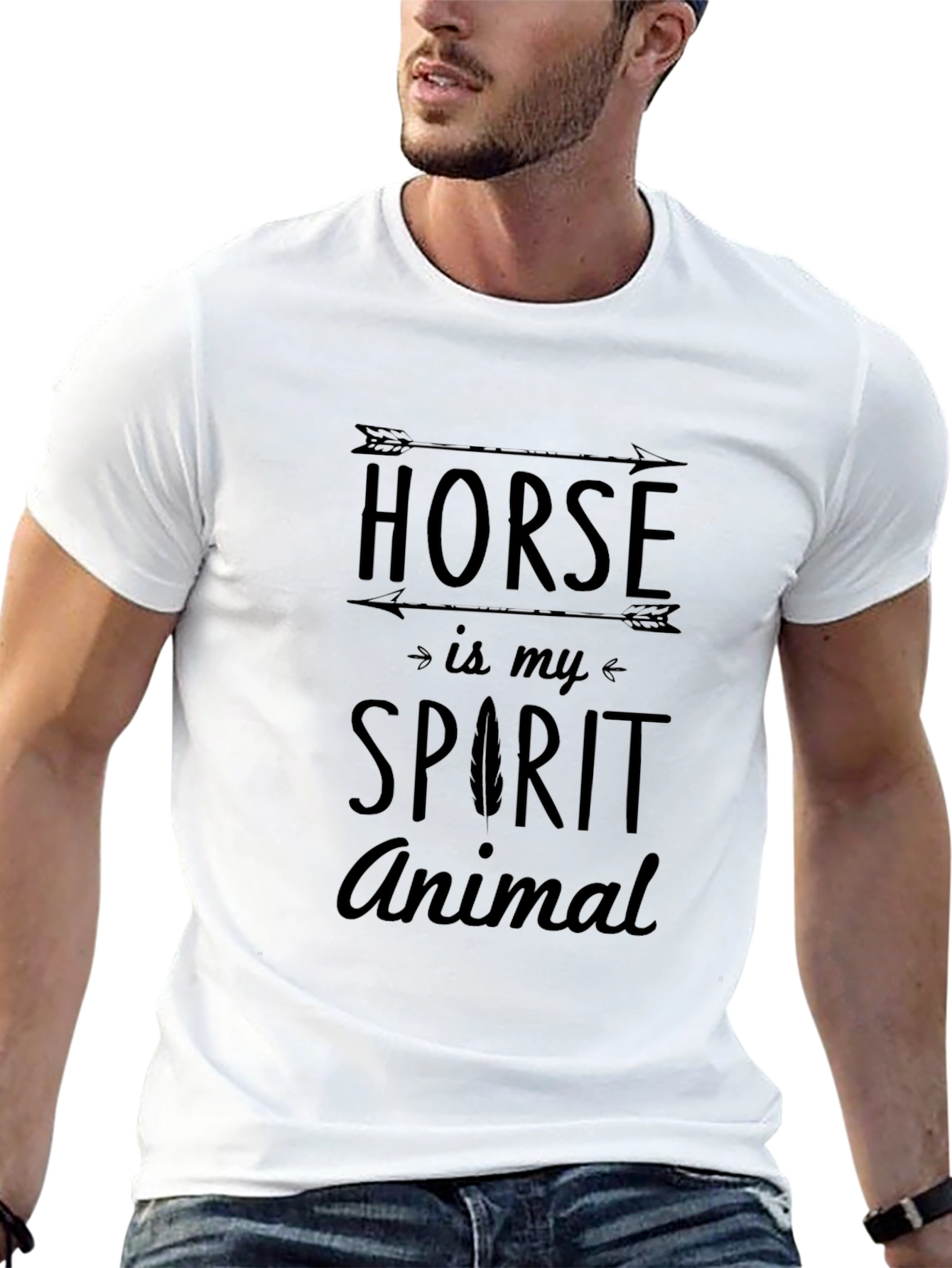 Black Horse Spirit Animal T-Shirt - Crew Neck Tee view 13