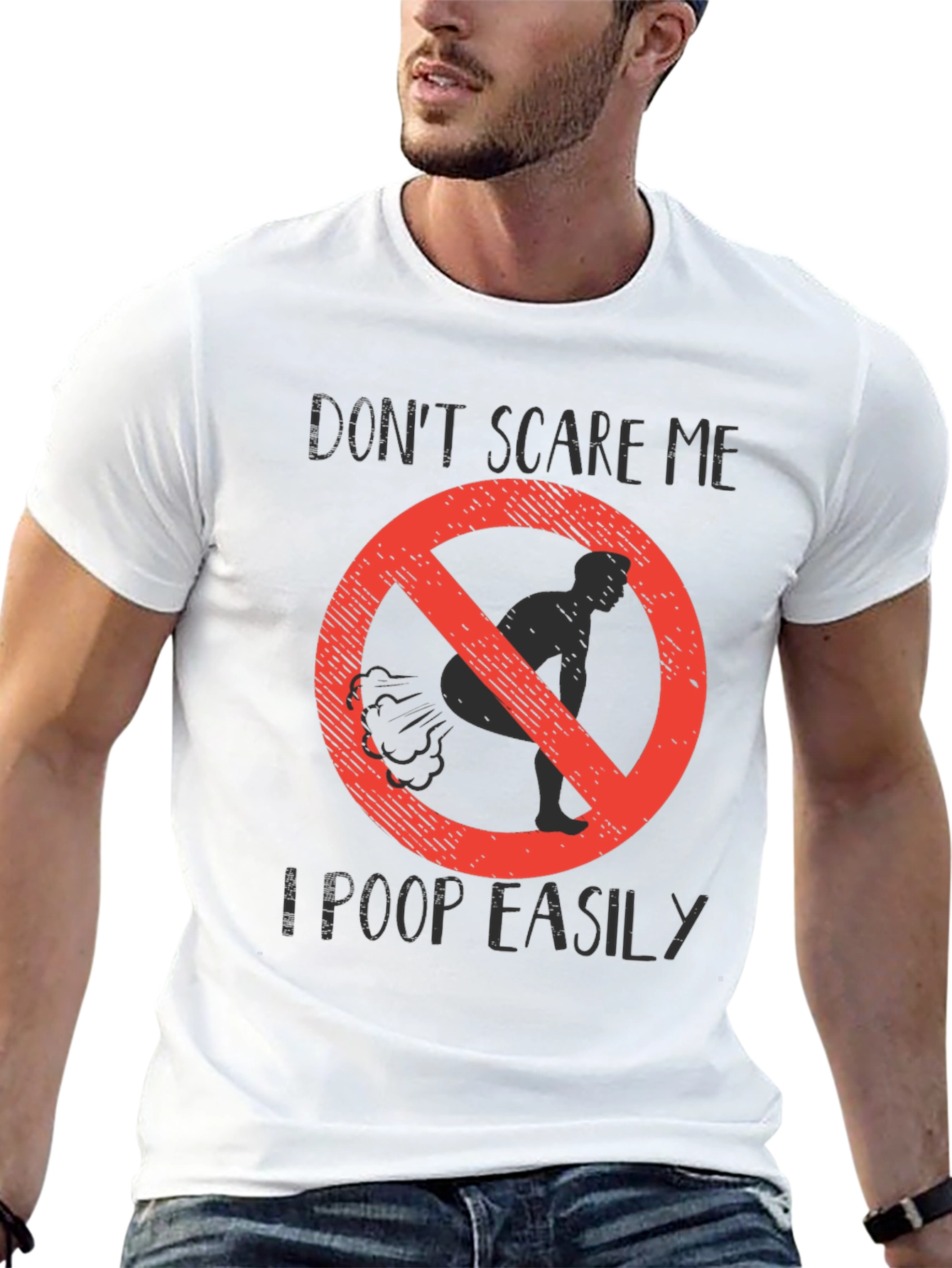 Black Funny "Don't Scare Me" Poop Graphic Tee view 13