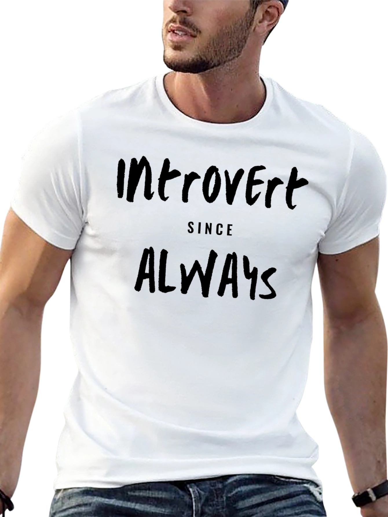 Black Introvert Since Always Graphic Tee - Black Casual T-Shirt view 13