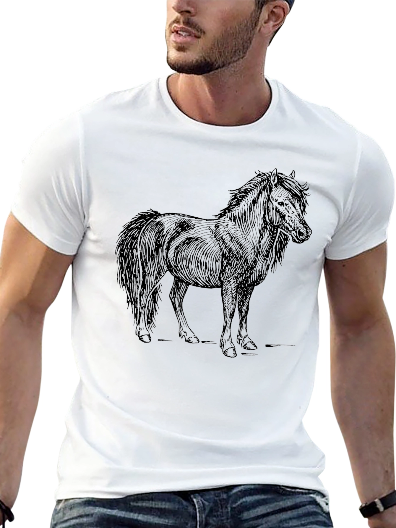 Black Black Horse Graphic Tee - Unisex Casual T-Shirt view 13