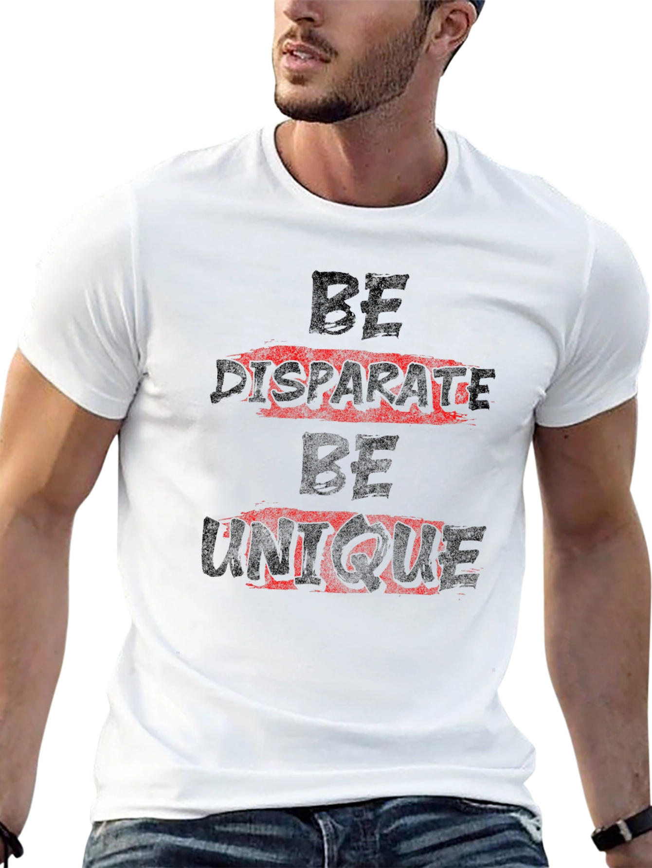 Black Be Disparate Be Unique Graphic Tee view 13