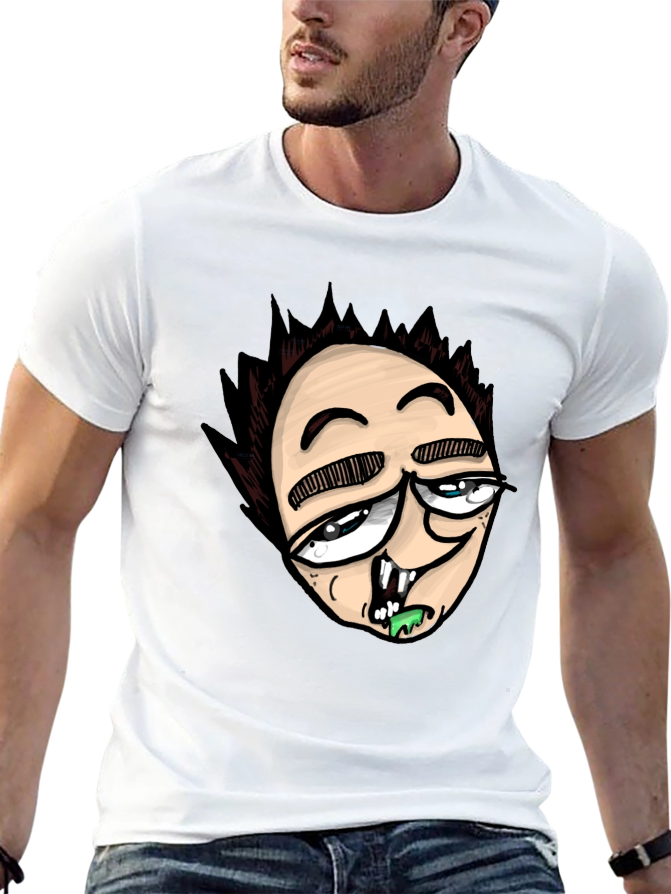 Black Cartoon Character Graphic Print Black T-Shirt view 13