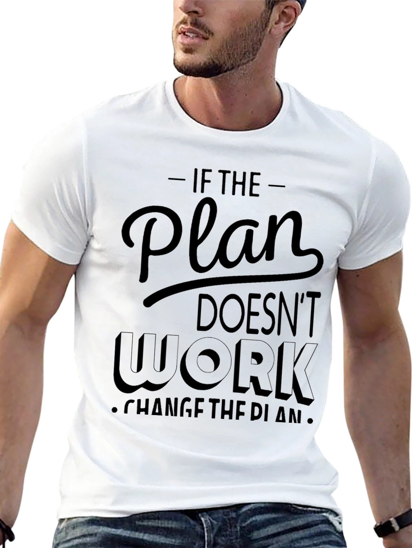 Black Motivational Graphic T-Shirt - Plan Doesn't Work view 13