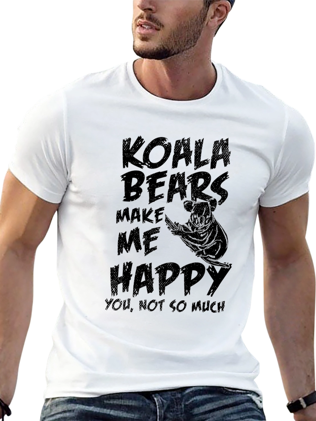 Black Koala Bears Make Me Happy Graphic T-Shirt view 13