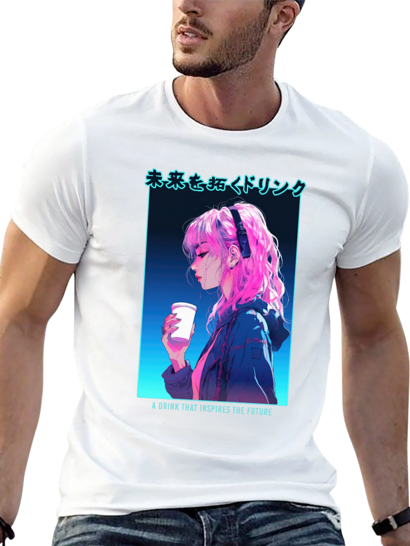 Black Anime Girl Drink T-Shirt - Inspire The Future view 13