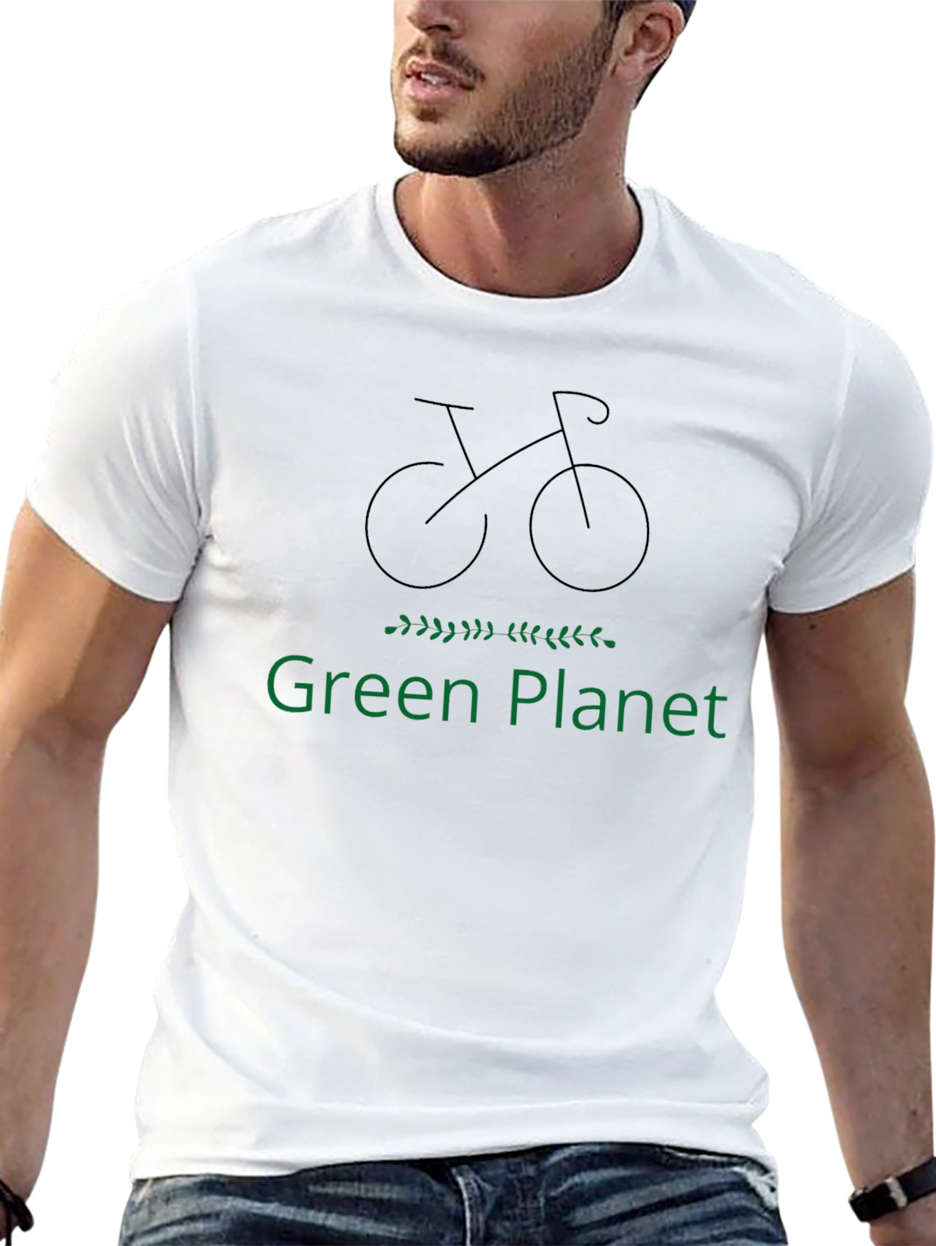 Black Green Planet Bike T-Shirt - Eco-Friendly Design view 13