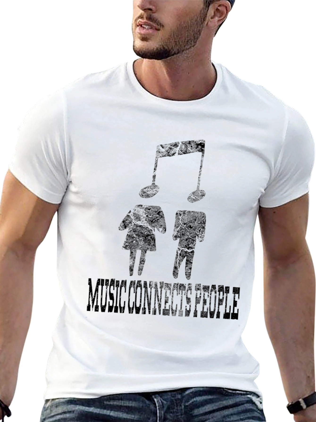 Black Music Connects People Black Graphic T-Shirt view 13