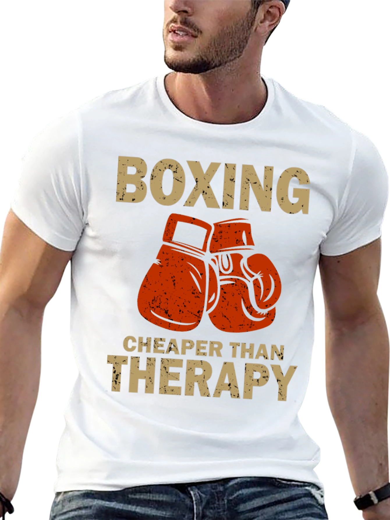 Black Boxing Cheaper Than Therapy T-Shirt view 13