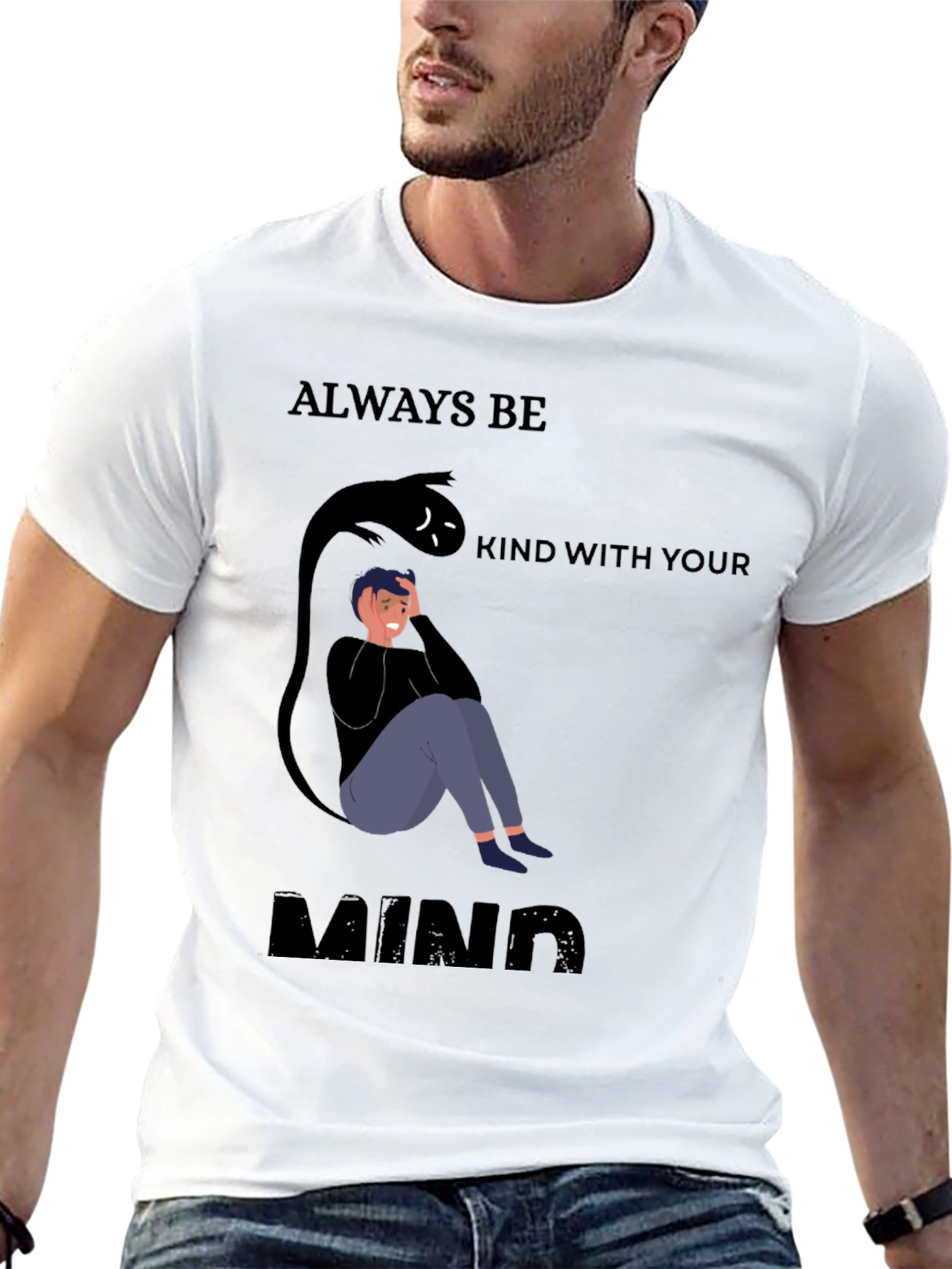 Black Be Kind To Your Mind Black Graphic Tee view 13