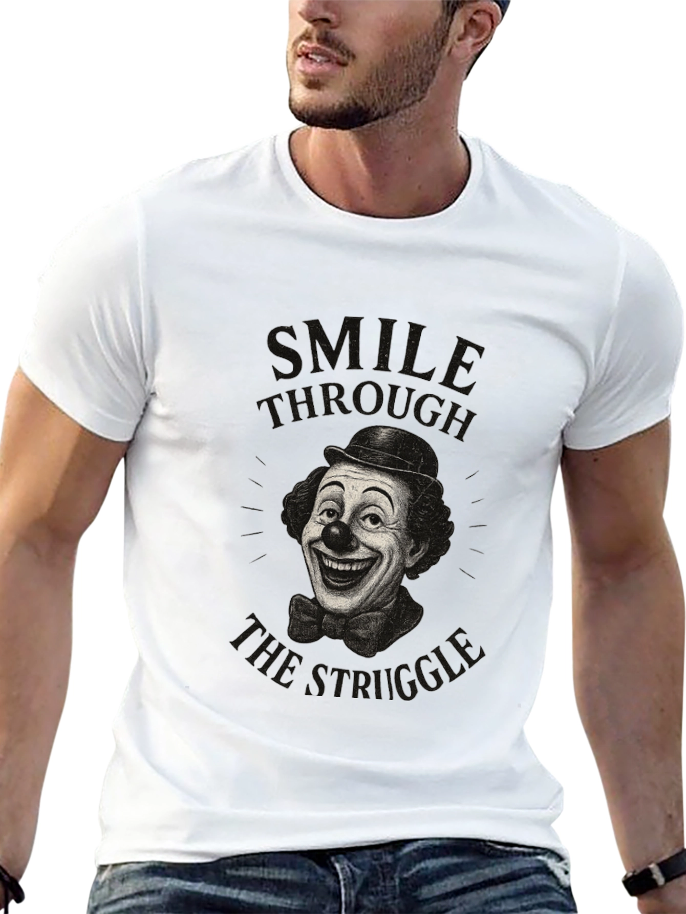 Black Smile Through the Struggle Clown Graphic Tee view 13