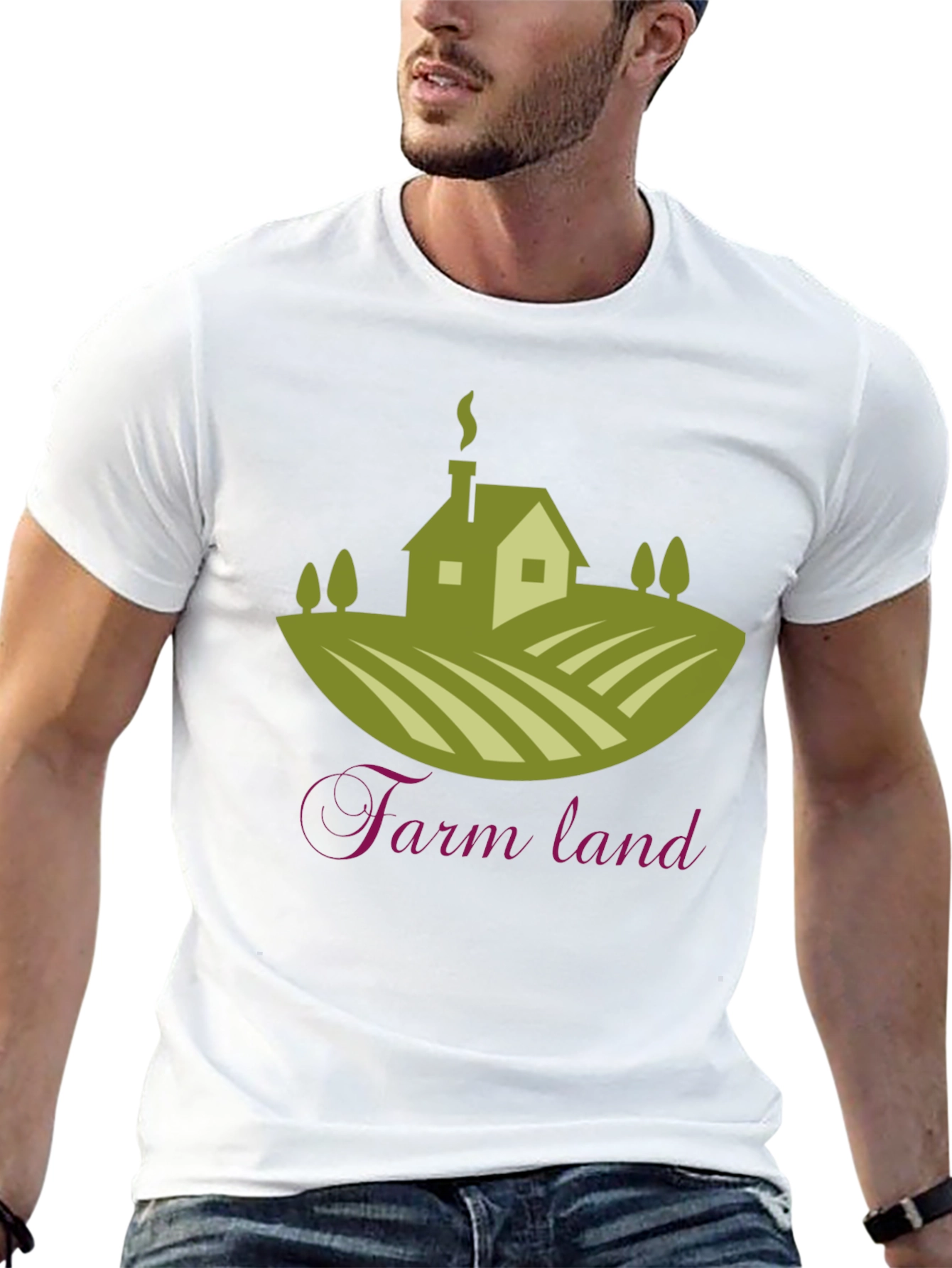 Black Farm Land Graphic T-Shirt | Classic Crew Neck Tee view 13